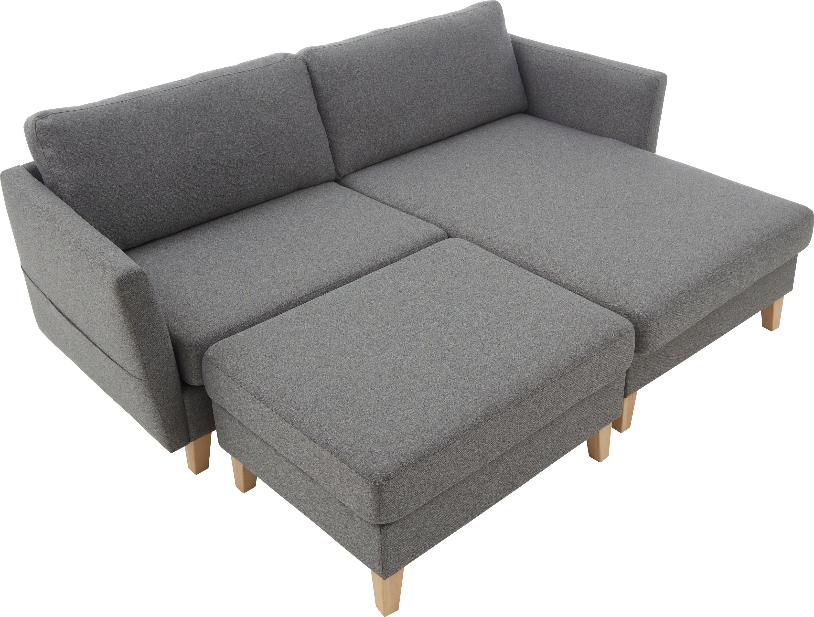 ATLANTIC home collection Hocker Mailo Afm. (bxdxh): 88x69x45 cm, met massief houten poten