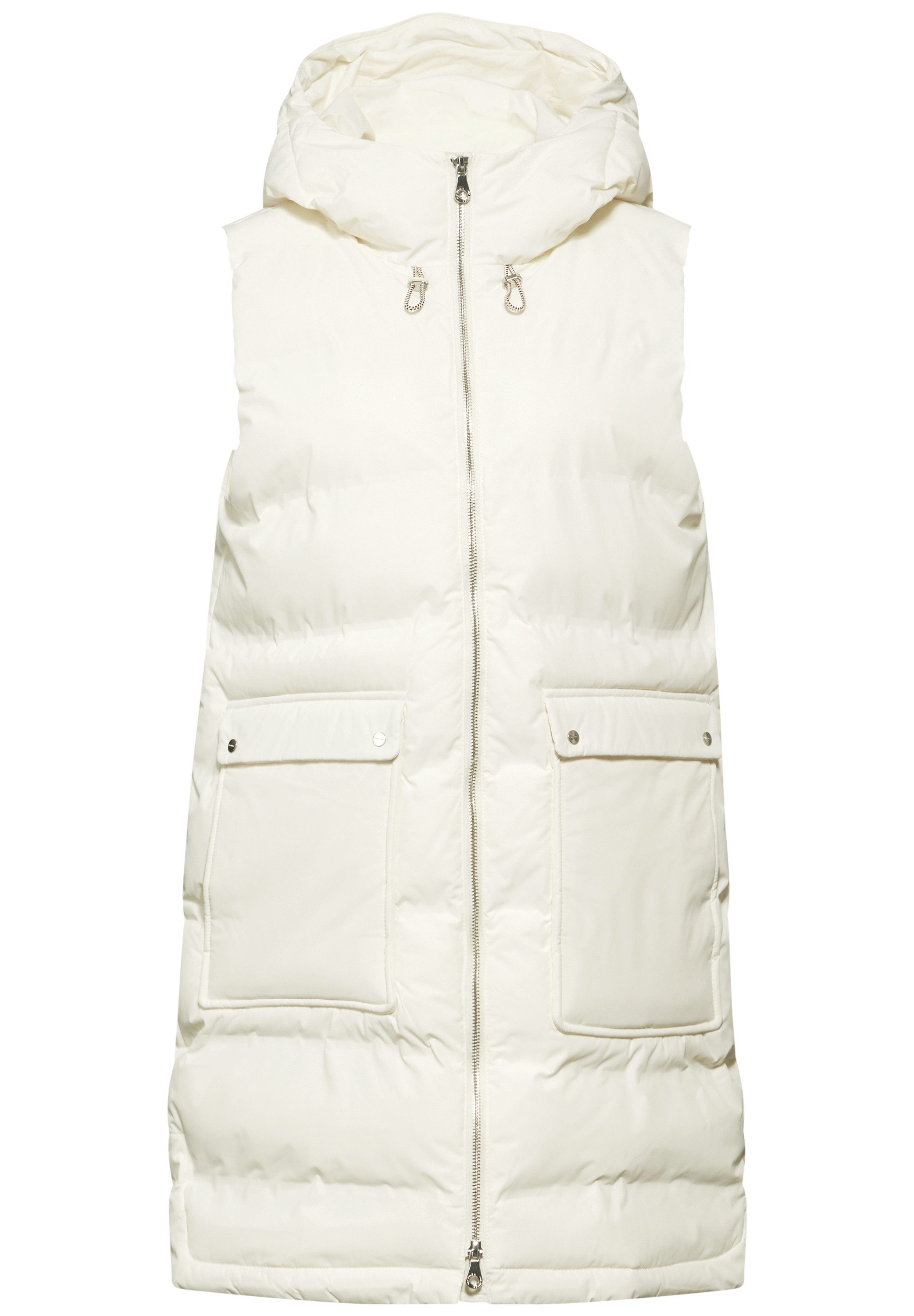 STREET ONE Lang gilet gestept en met capuchon