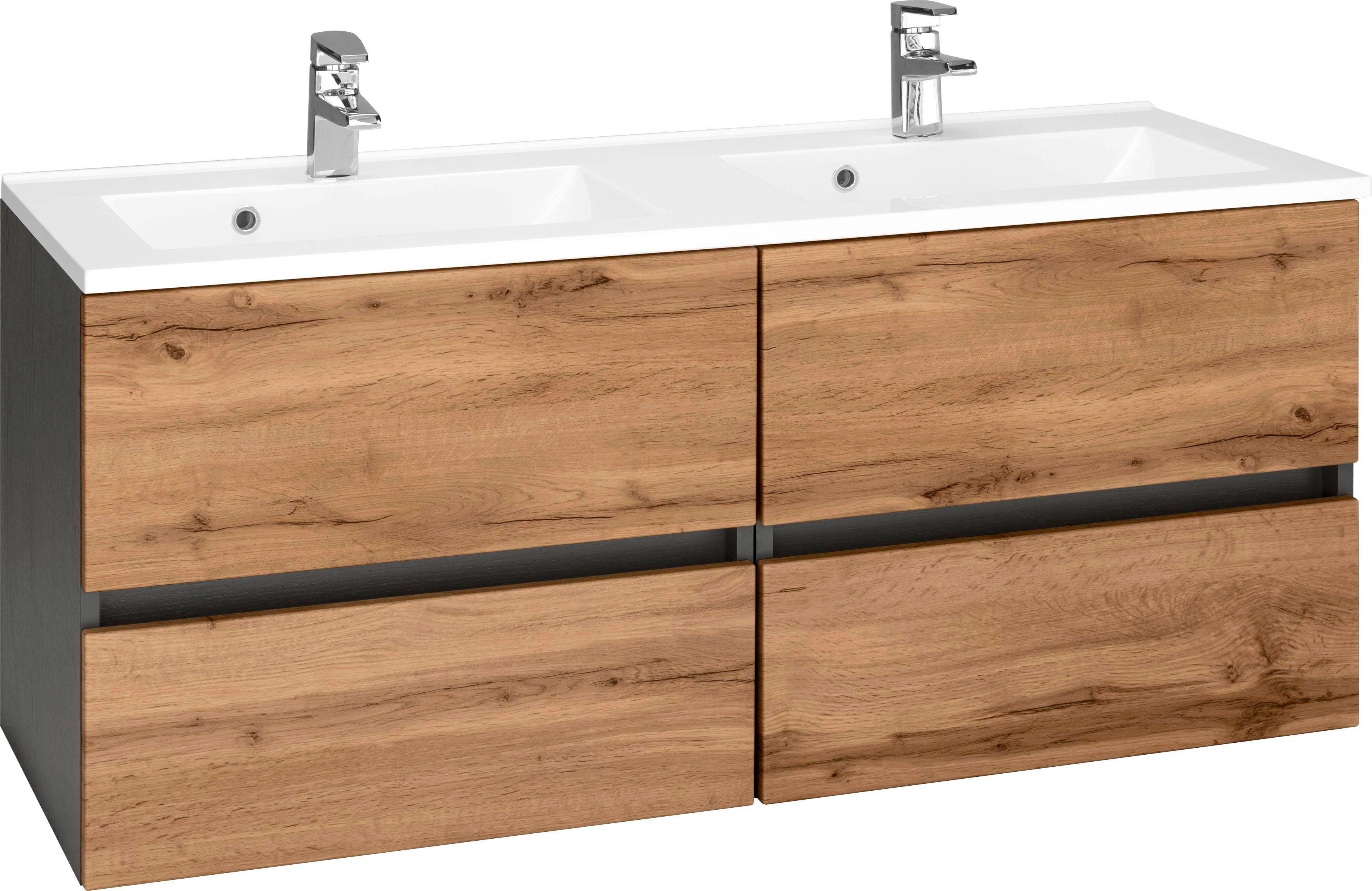 welltime Wastafelonderkast Lucca Badkamermeubel, wastafelonderkast inclusief wasbak, breedte 120 cm onderkasten beige