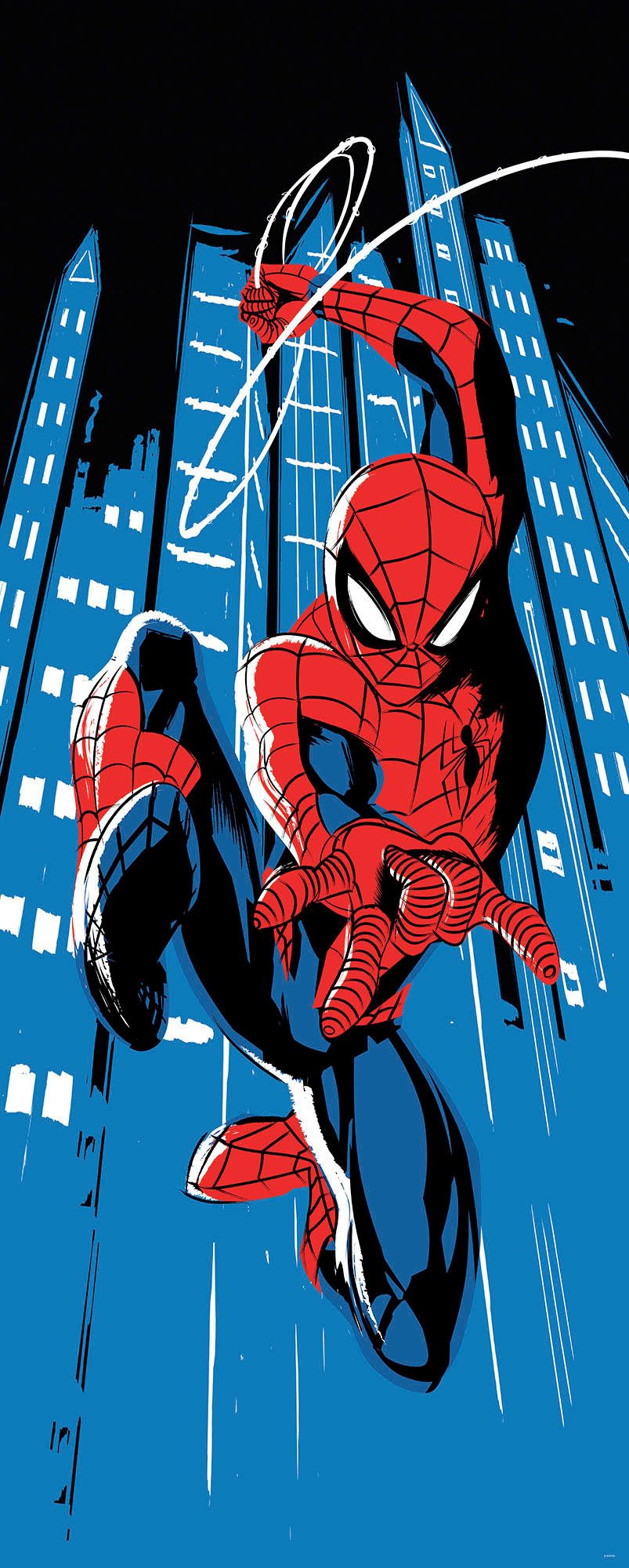 Komar Fotobehang Digitale print vlies - Spider-Man Rooftop-Rockin‘ - Afmeting 100 x 250 cm (1 stuk)