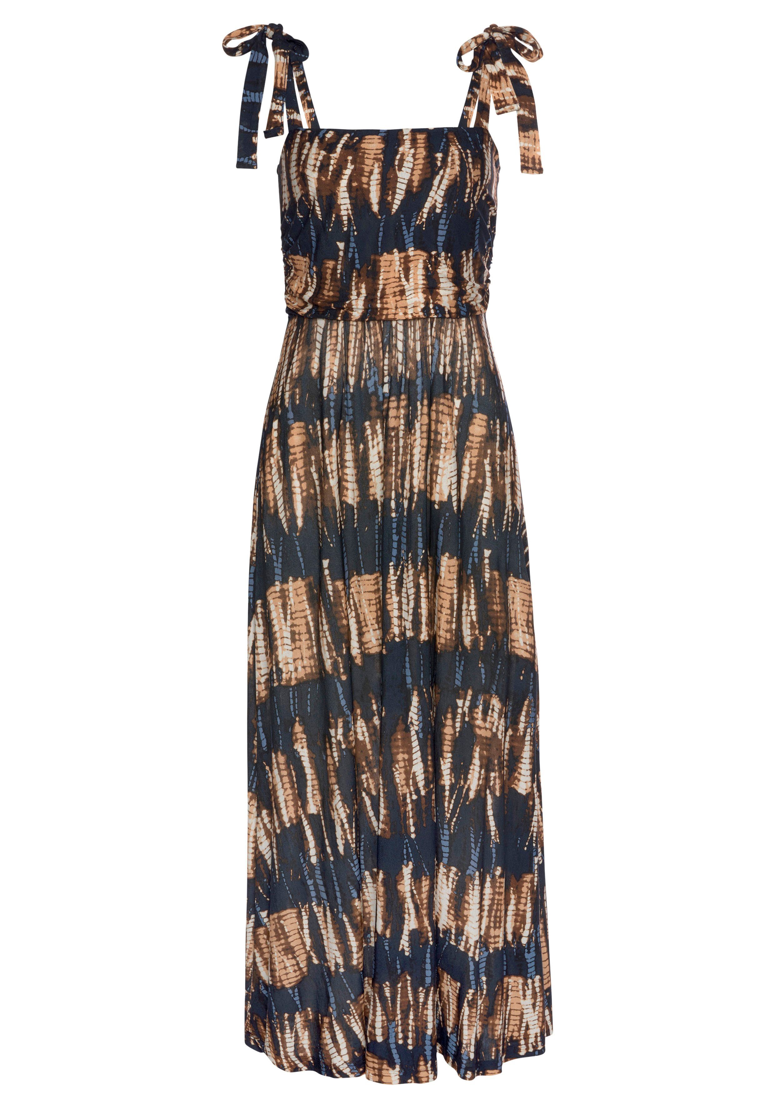 Buffalo Maxi-jurk met strikbandjes met een all-over print, zomerjurk, strandjurk