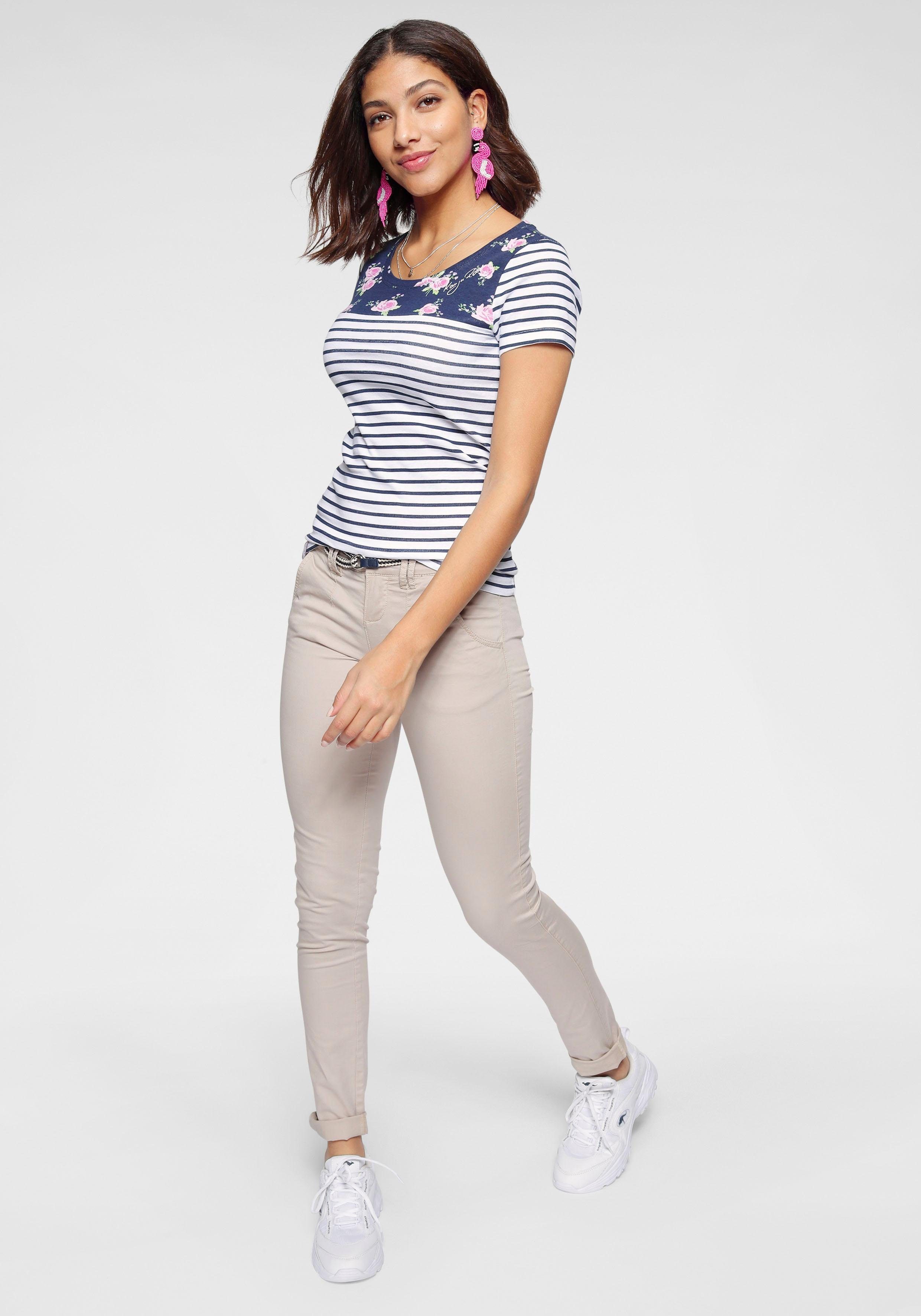 KangaROOS Chino in smal model, met koord te strikken (set, 2-delig, Met riem)