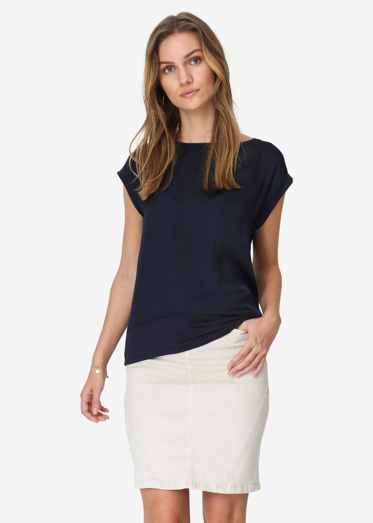 soyaconcept Shirtblouse SC-Thilde6 met boord en voorzijde van satijn, de achterkant van jersey