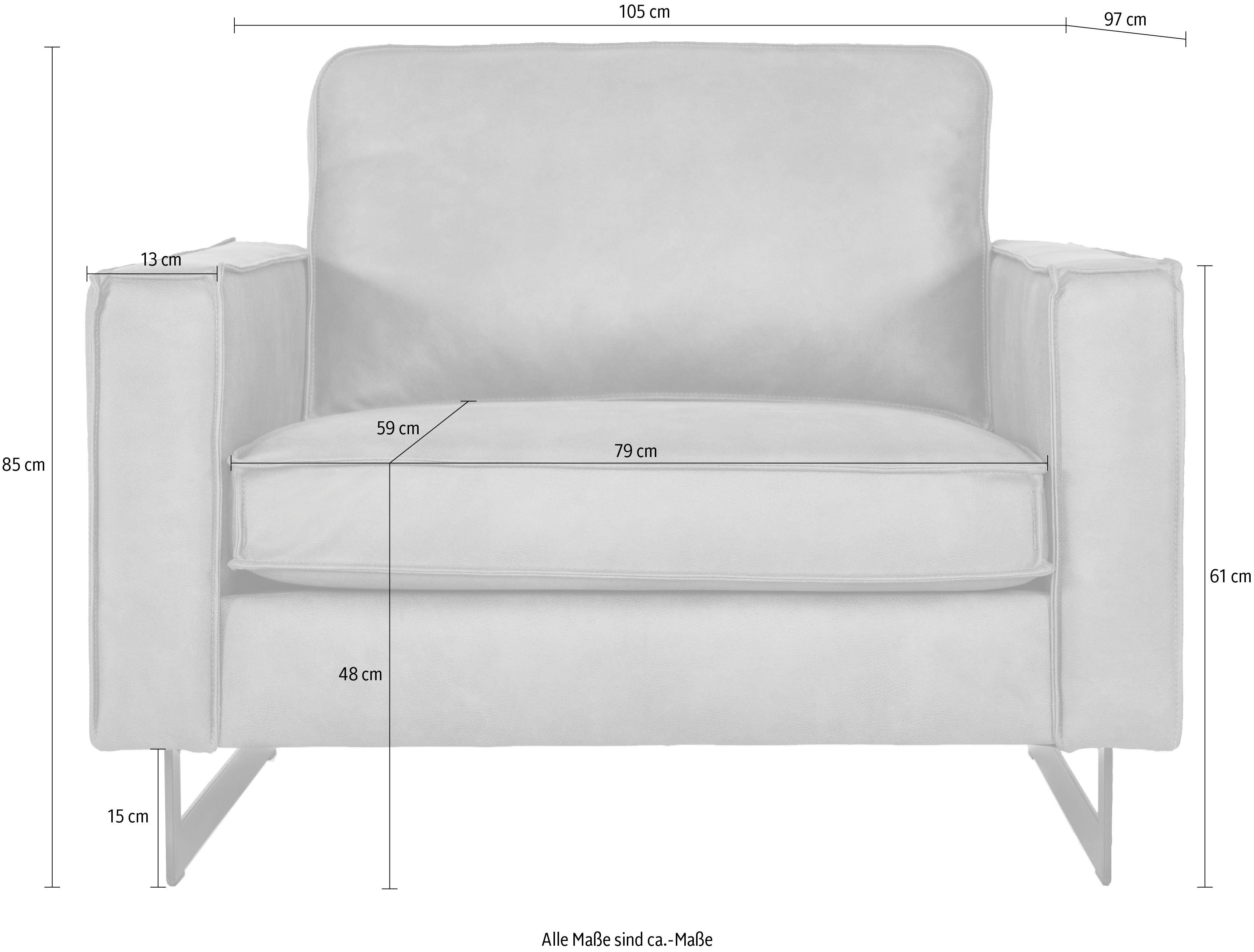 Places of Style Loveseat Pinto 105 cm, cord, chenille, leerlook (set)