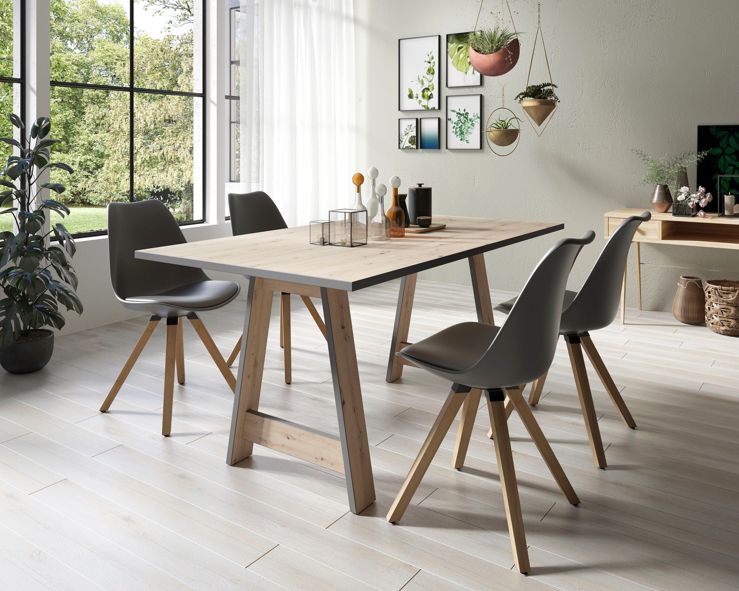 Homexperts Eetkamerstoel Kaja Kuipzitting met zitkussen in imitatieleer (set, 2 stuks)