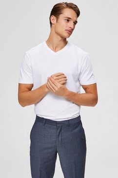 selected homme t-shirt new pima ss v-neck tee wit
