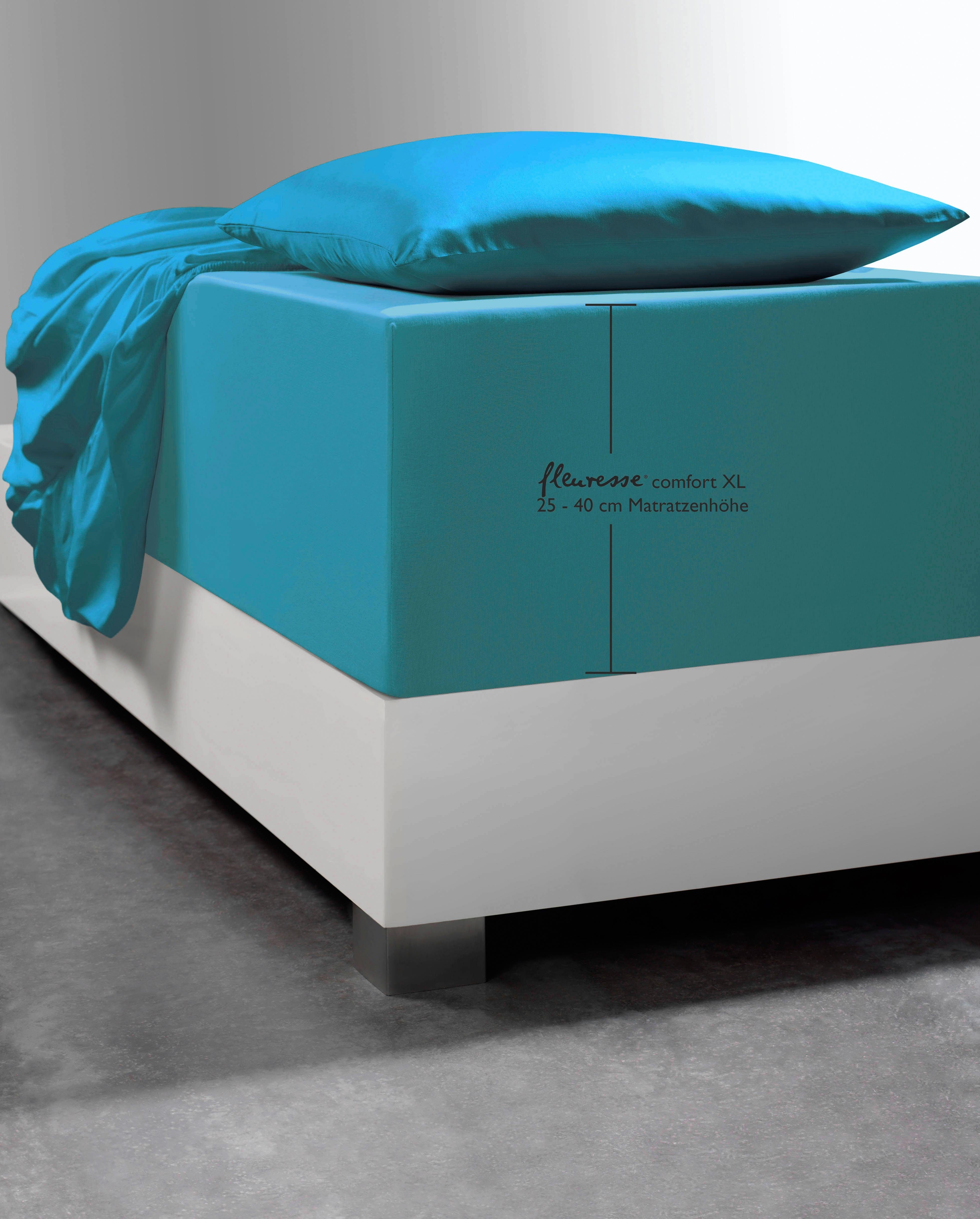 Fleuresse Hoeslaken Comfort XL Mako jersey, voor matrassen tot 40 cm hoog, onderlaken, hoeslaken (1 stuk)