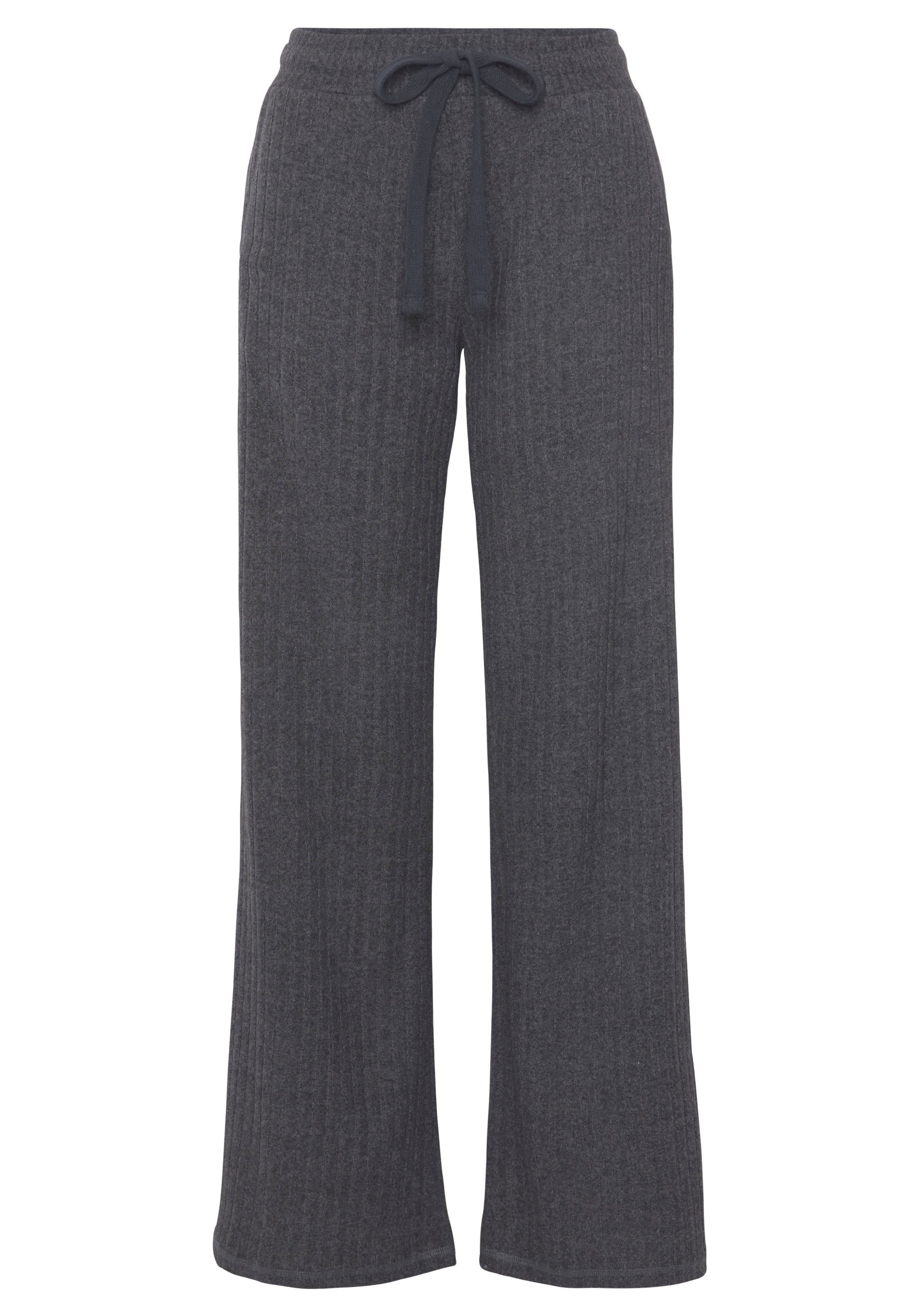 Lascana Homewearbroek -Loungebroek -lounge-/brei broek met wijde pijpen en zijzakken, loungewear (1-delig)