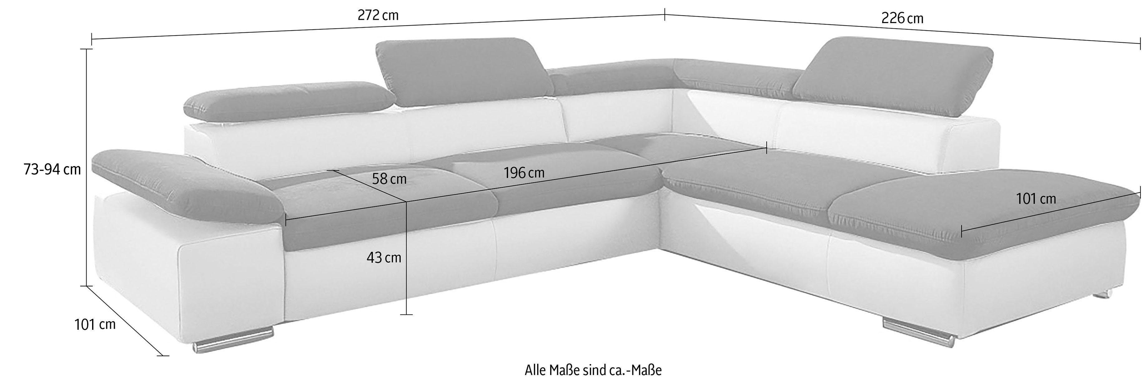 sit&more Hoekbank Valentine L-vorm, B: 272 cm