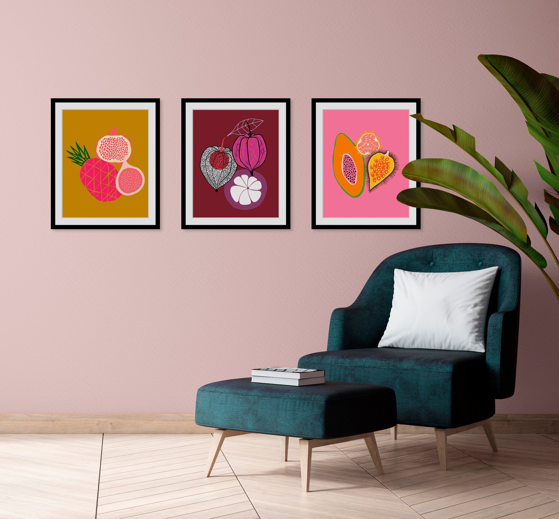 queence Wanddecoratie Marlene HD premium posterdruk incl. houten lijst (1 stuk)