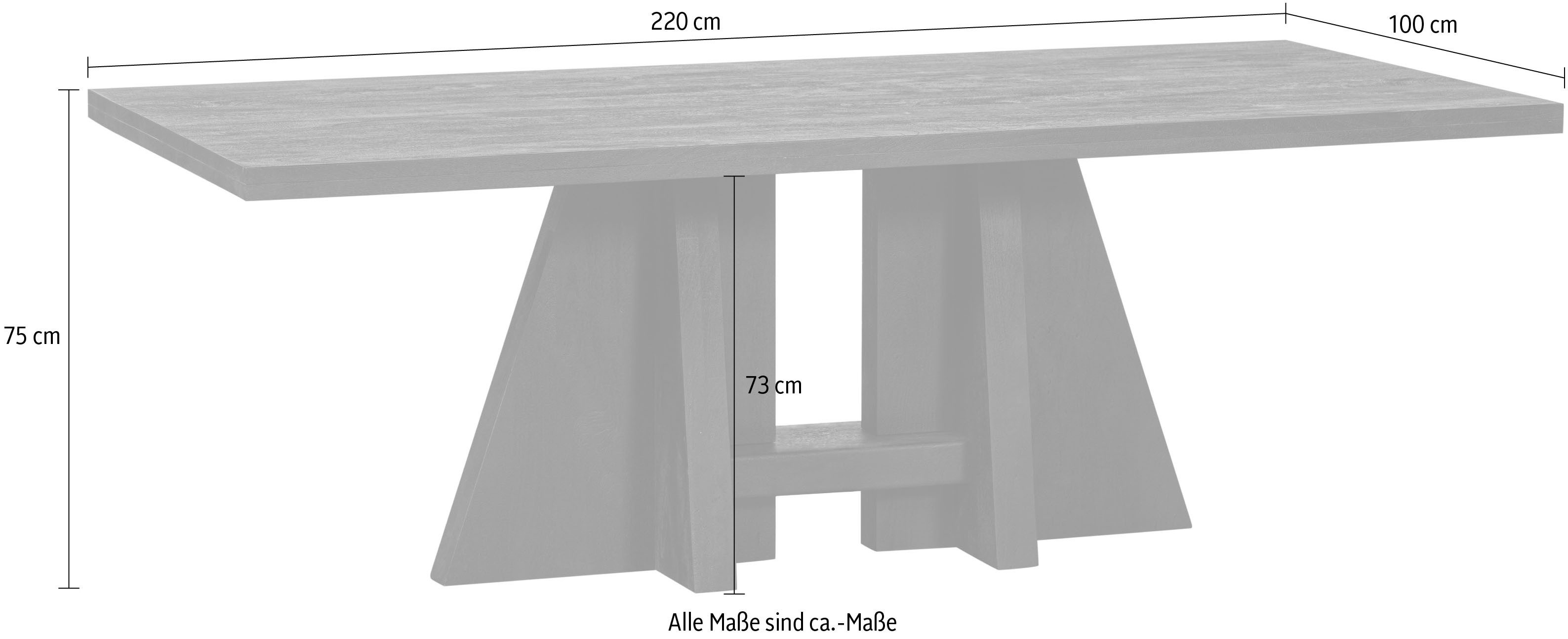 WOOOD Eettafel Kean van mangohout, h 75 cm x b 220 cm