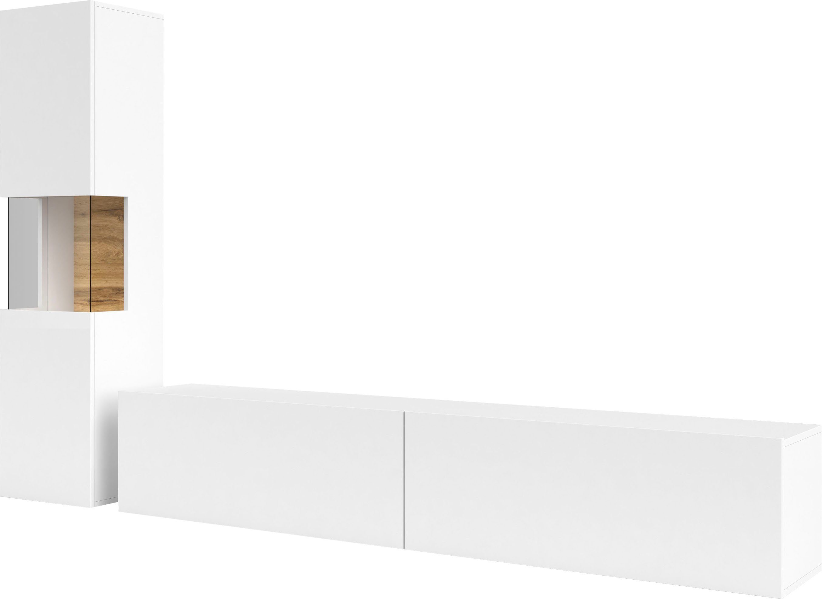 INOSIGN Wandmeubel Ava, woonkamer-set hangend/staand te monteren, vitrinekast, lowboard