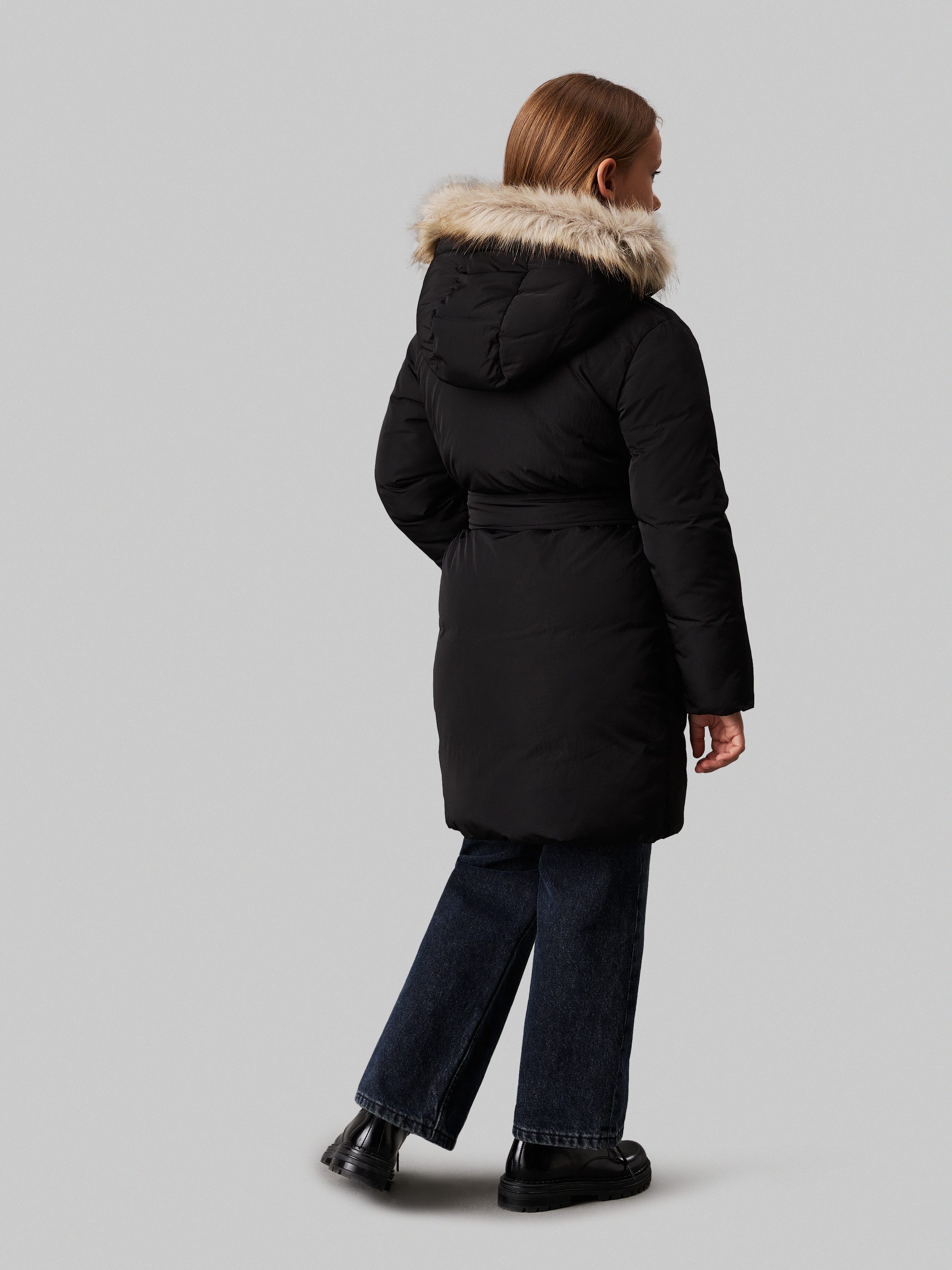 Calvin Klein Gewatteerde jas Classic Belted Fur Coat voor kinderen tot 16 jaar en met logo-opdruk