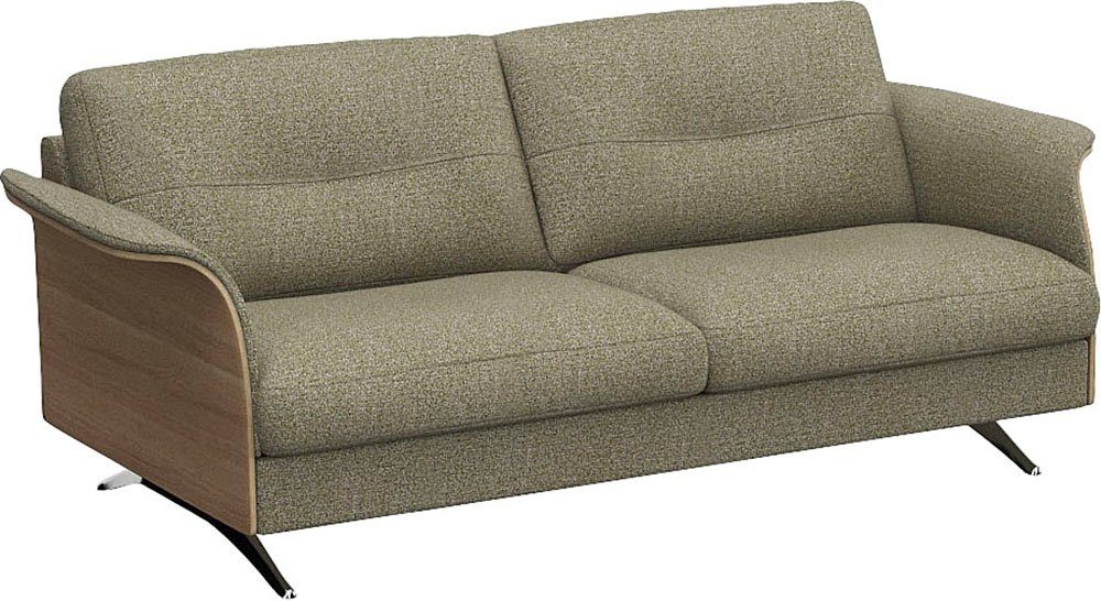 FLEXLUX 2,5-zitsbank Glow sofa, bank Premium zit: koudschuim & vering, armleuning van geolied eiken, voet van aluminium