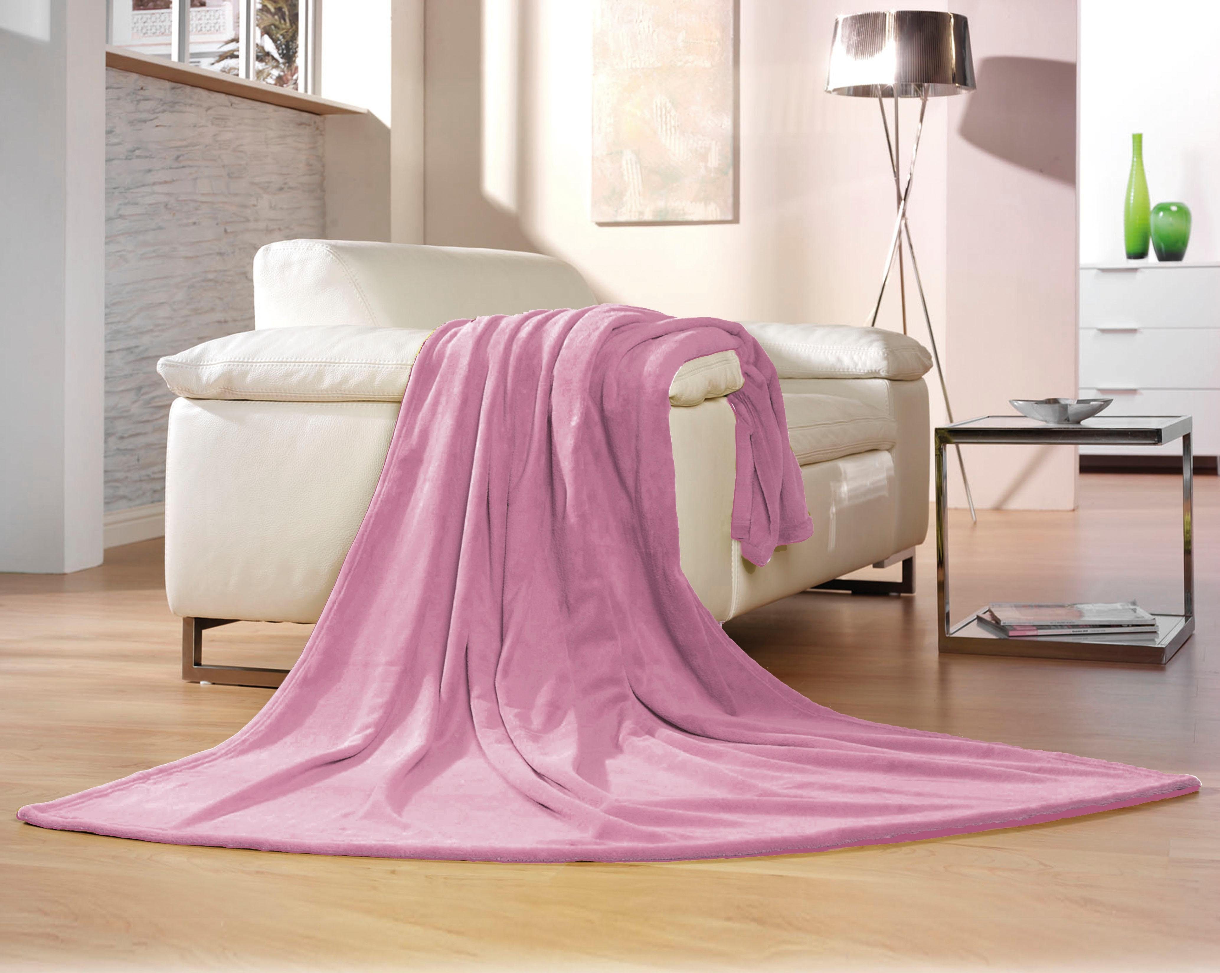 Gözze Deken Memphis in leuke unikleur, knuffeldeken plaids maat 220x240 cm roze