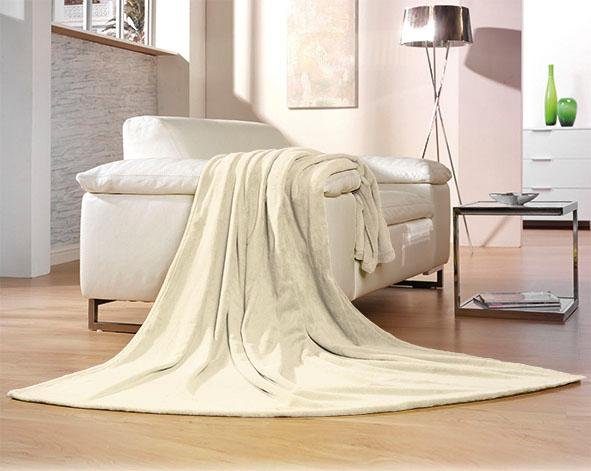 Gözze Deken Memphis in leuke unikleur, knuffeldeken plaids maat 220x240 cm beige