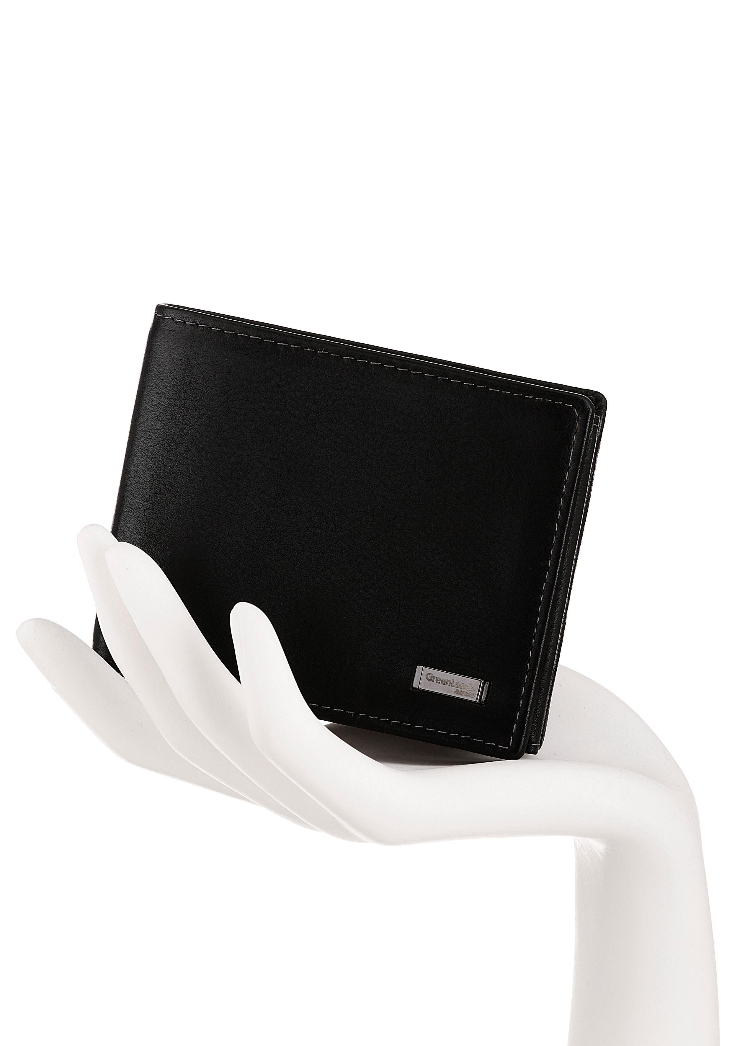 GreenLand Nature Portemonnee Black Nappa van leer, in rfid-uitvoering