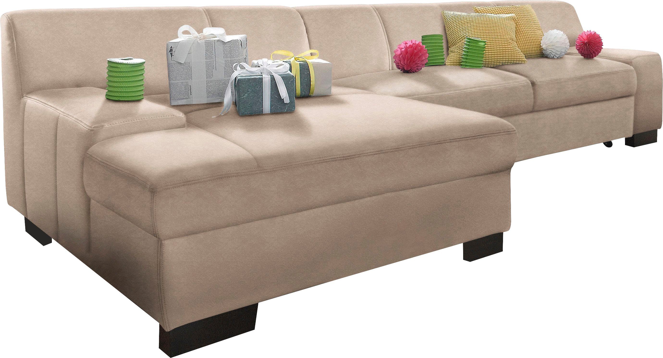 DOMO collection Hoekbank Norma, elegant en modern, met platte armleuningen, L-vorm