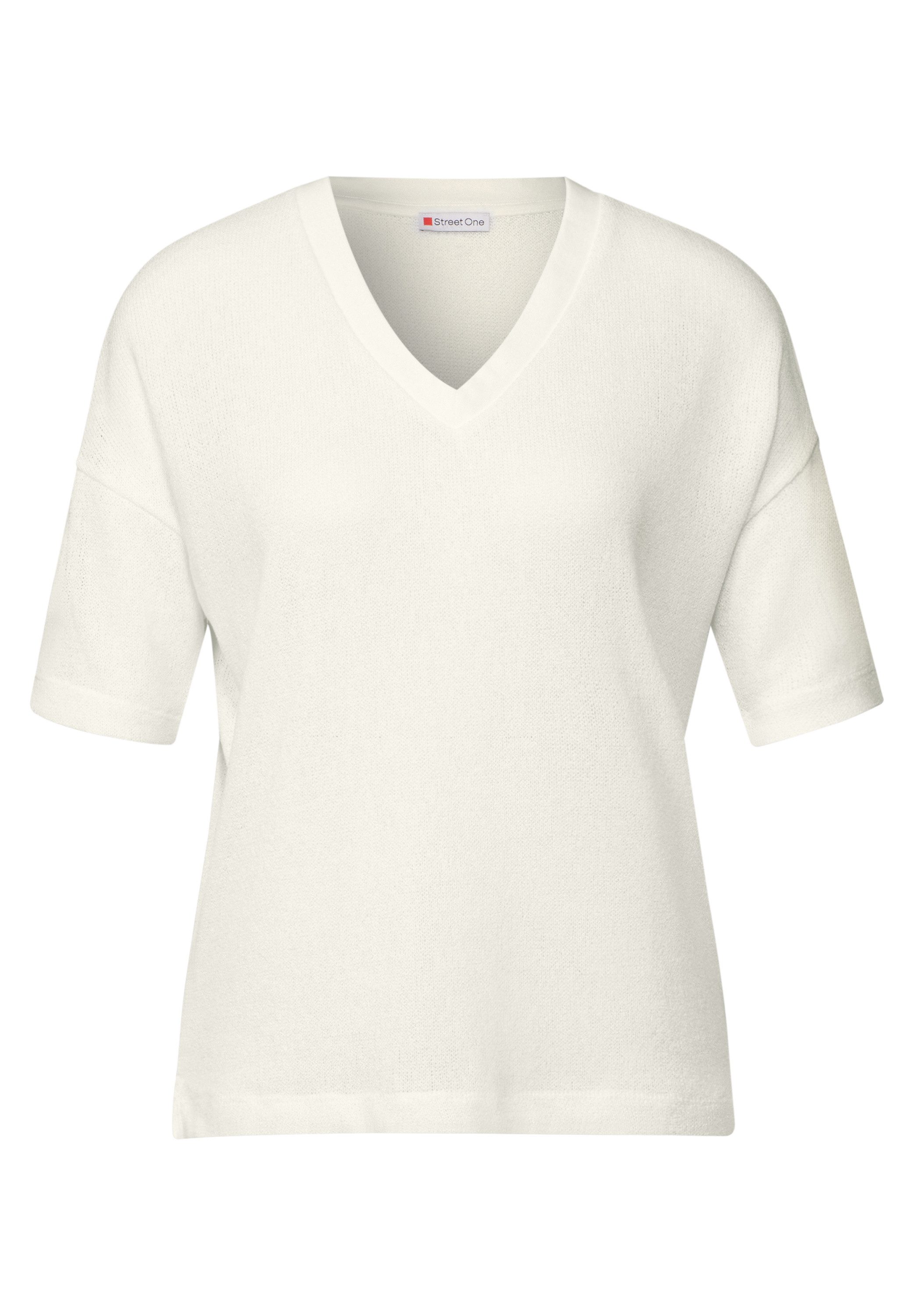 STREET ONE T-shirt in brei-look met v-hals