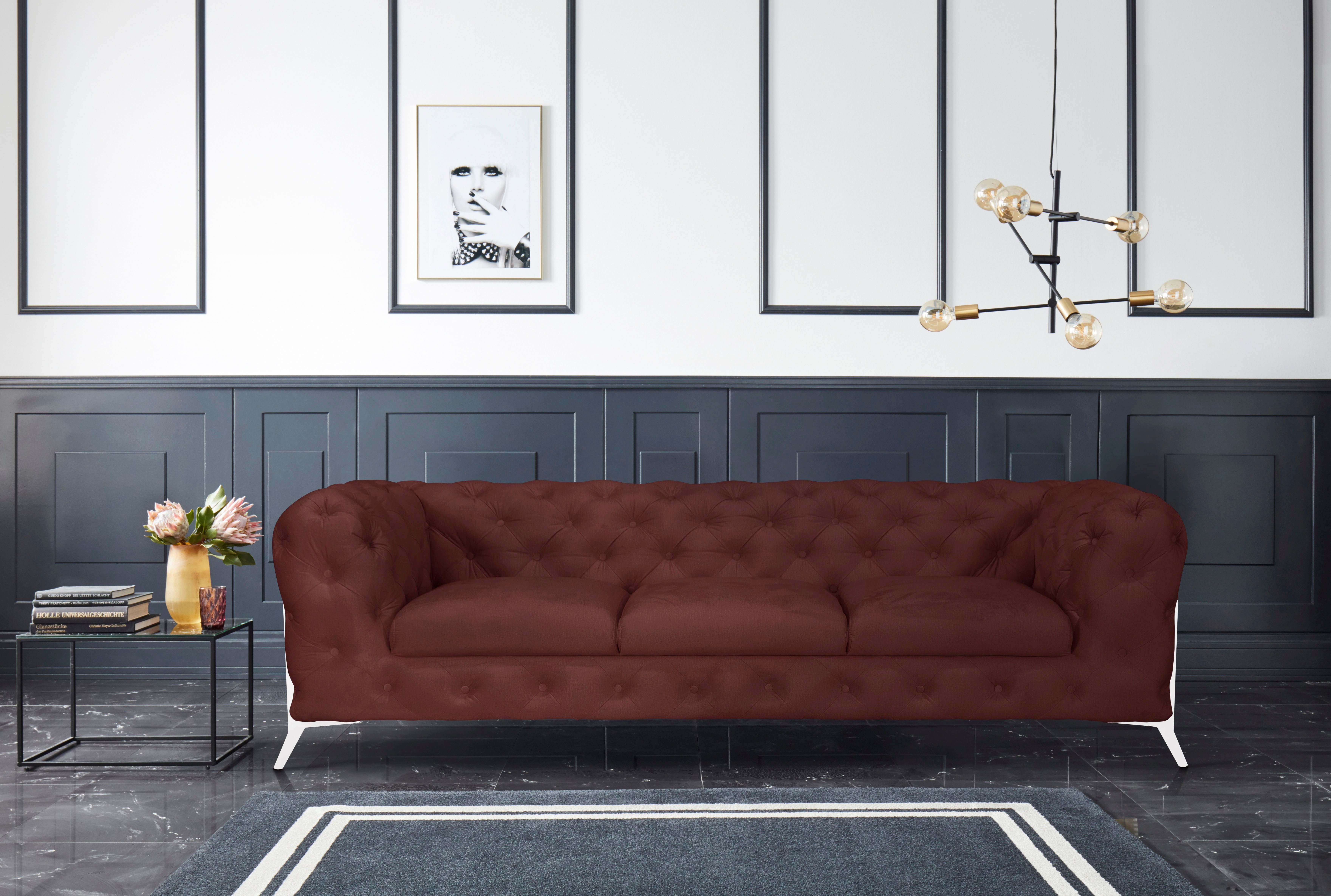 Leonique Chesterfield-bank Amaury luxueuze capitonnage, moderne chesterfield look, kleur van de poten ter keuze