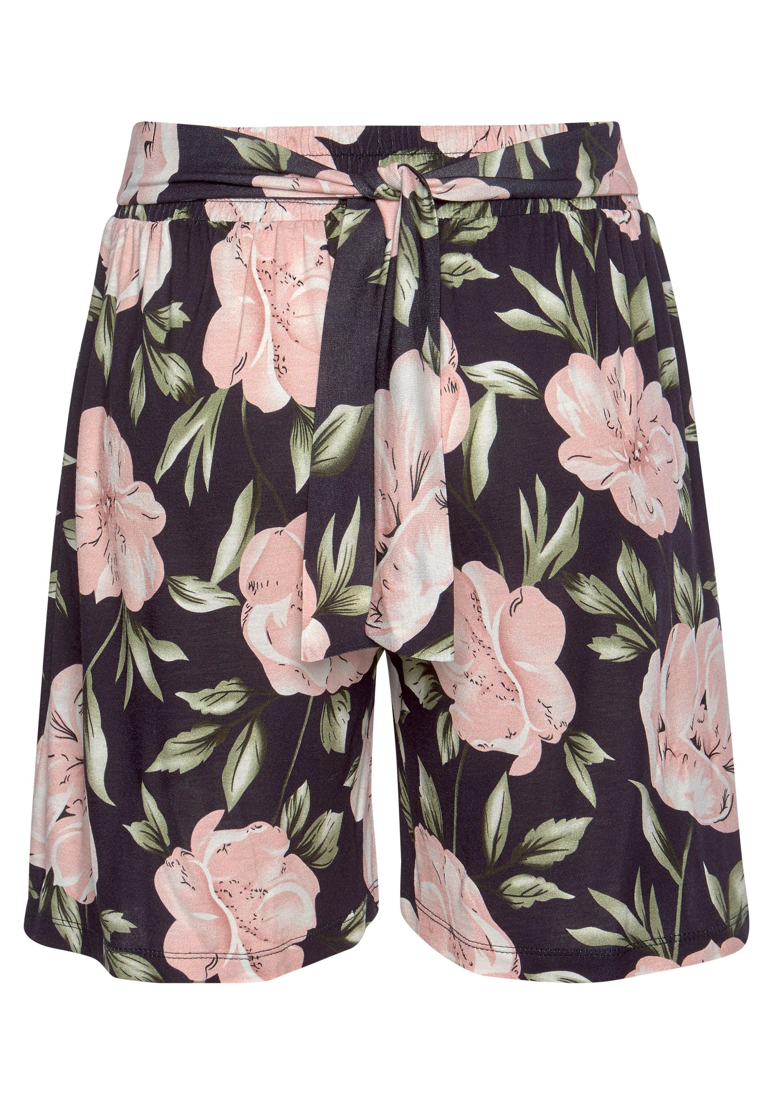 s.Oliver RED LABEL Beachwear Short met tailleband met trekkoord, in bloemenprint, korte broek