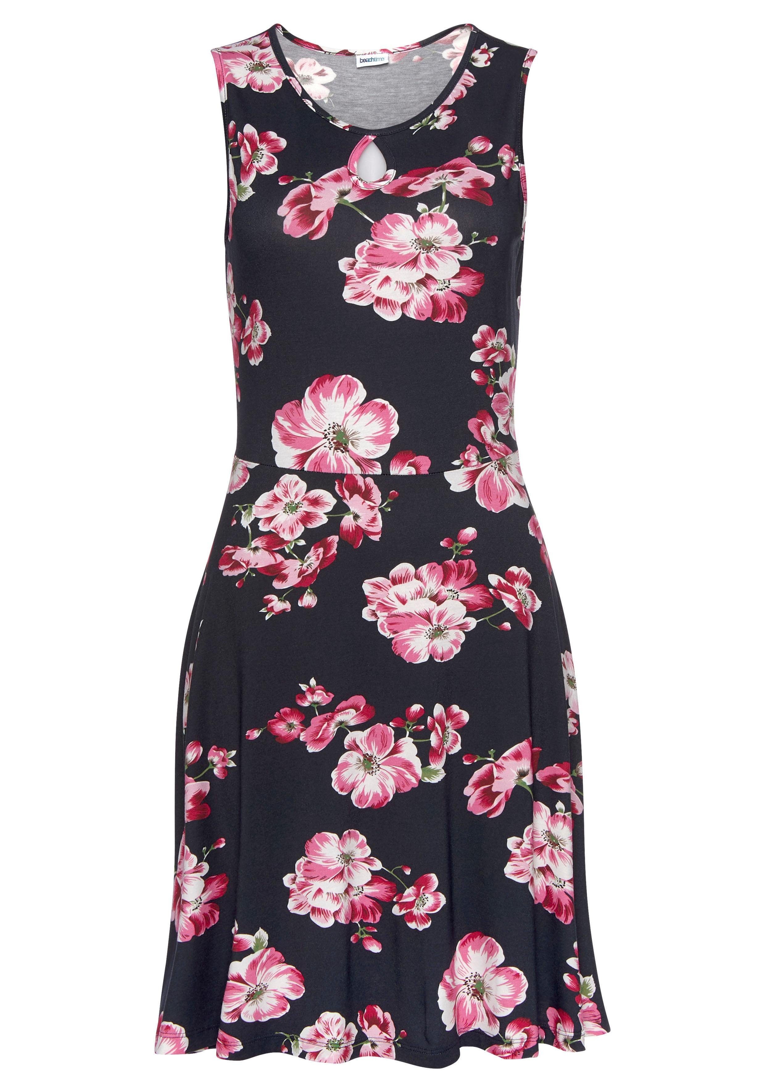 Beachtime Zomerjurk met bloemenprint, elastische jersey jurk, strandjurk