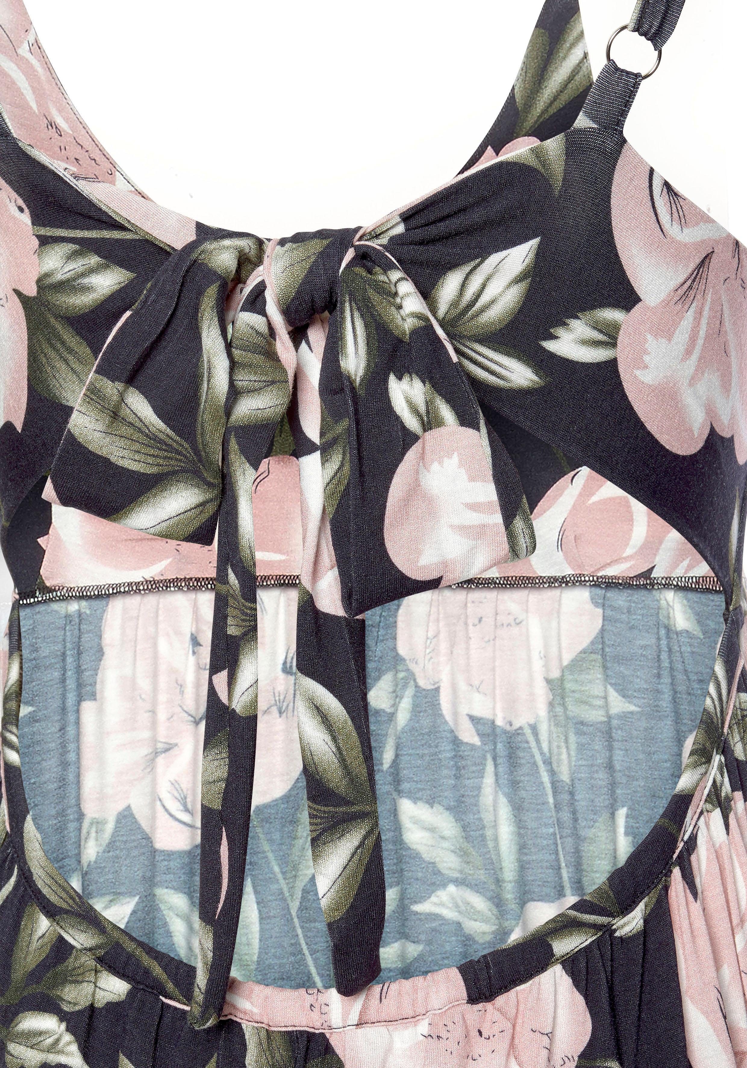 s.Oliver RED LABEL Beachwear Maxi-jurk met laag uitgesneden rug, zomerjurk met all-over print, strandjurk