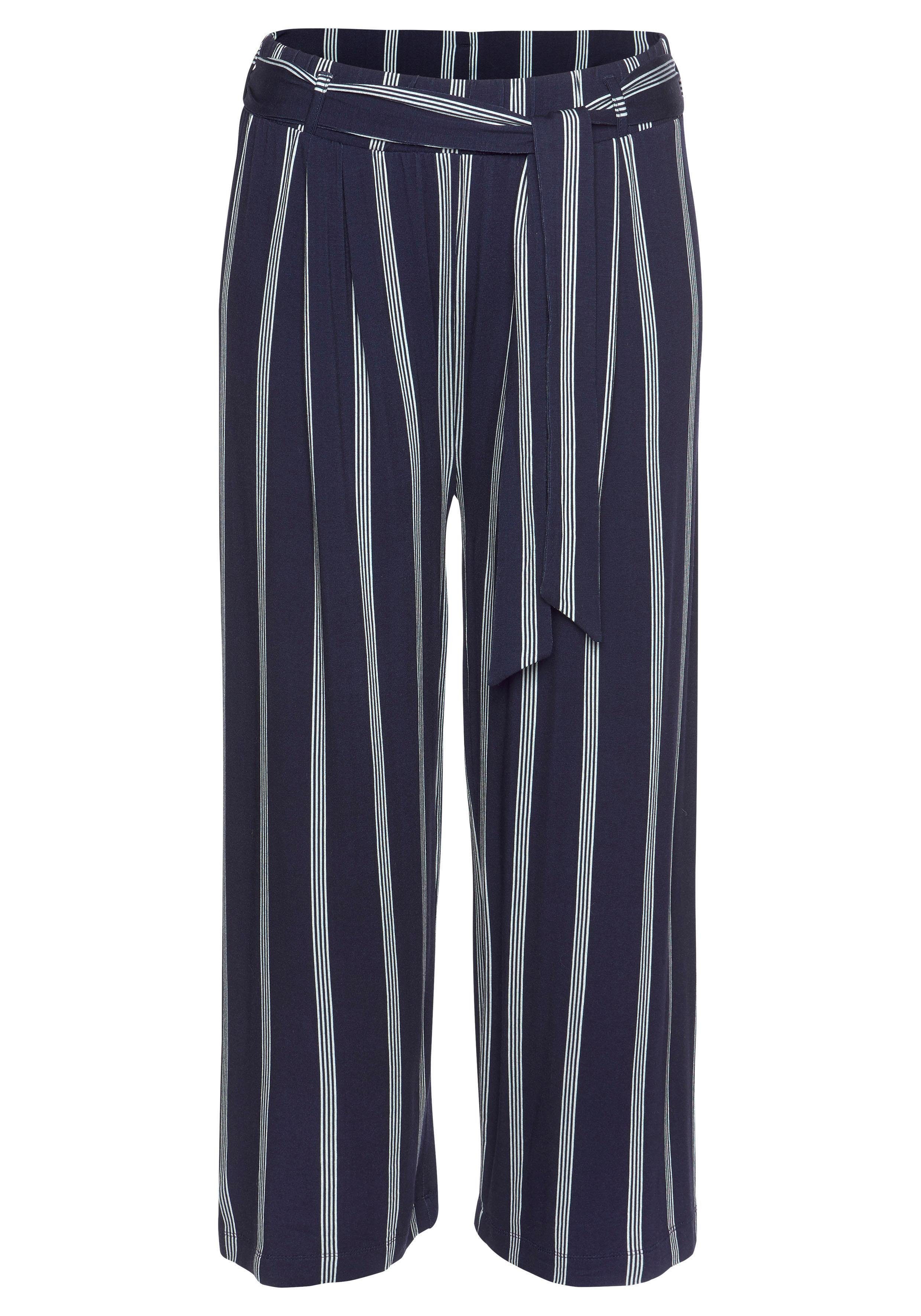 Lascana Culotte in paperbag look, luchtige jersey broek, casual (Met een bindceintuur)