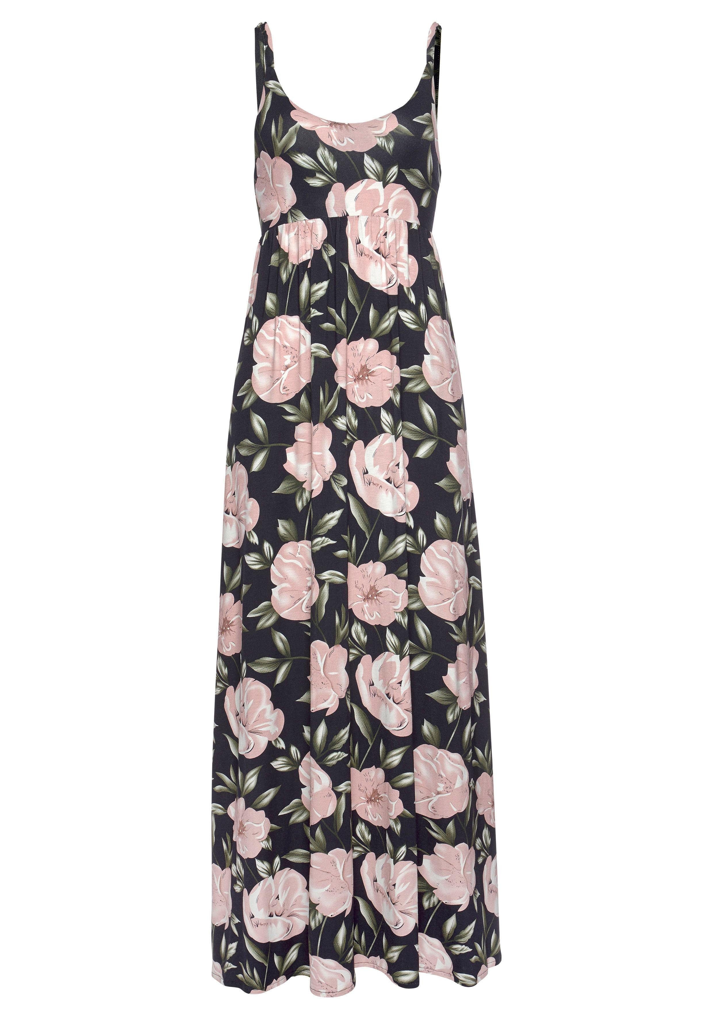 s.Oliver RED LABEL Beachwear Maxi-jurk met laag uitgesneden rug, zomerjurk met all-over print, strandjurk