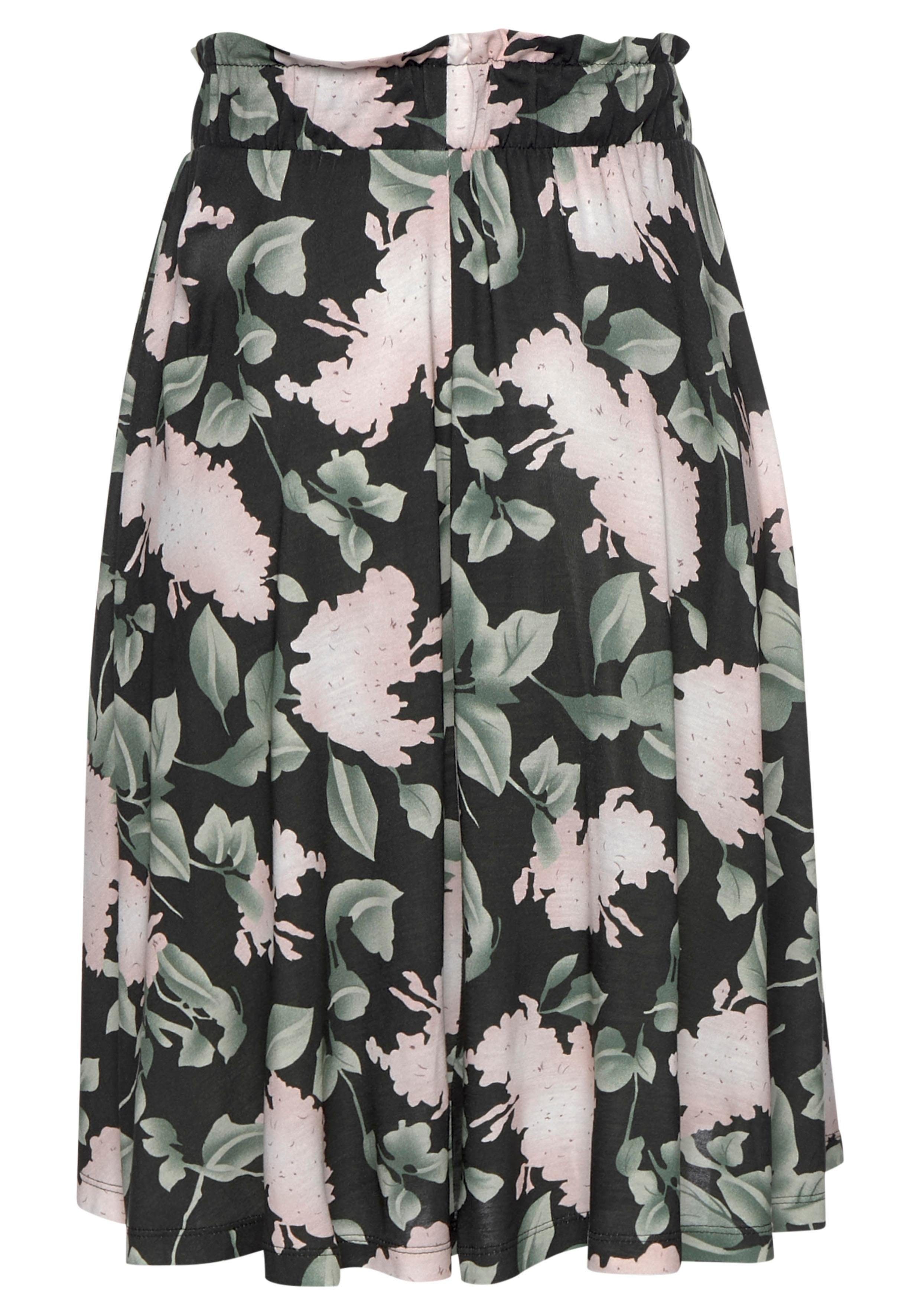 Buffalo Zomerrok met paperbag stijl, tailleband in bloemenprint, midi rok, halflang