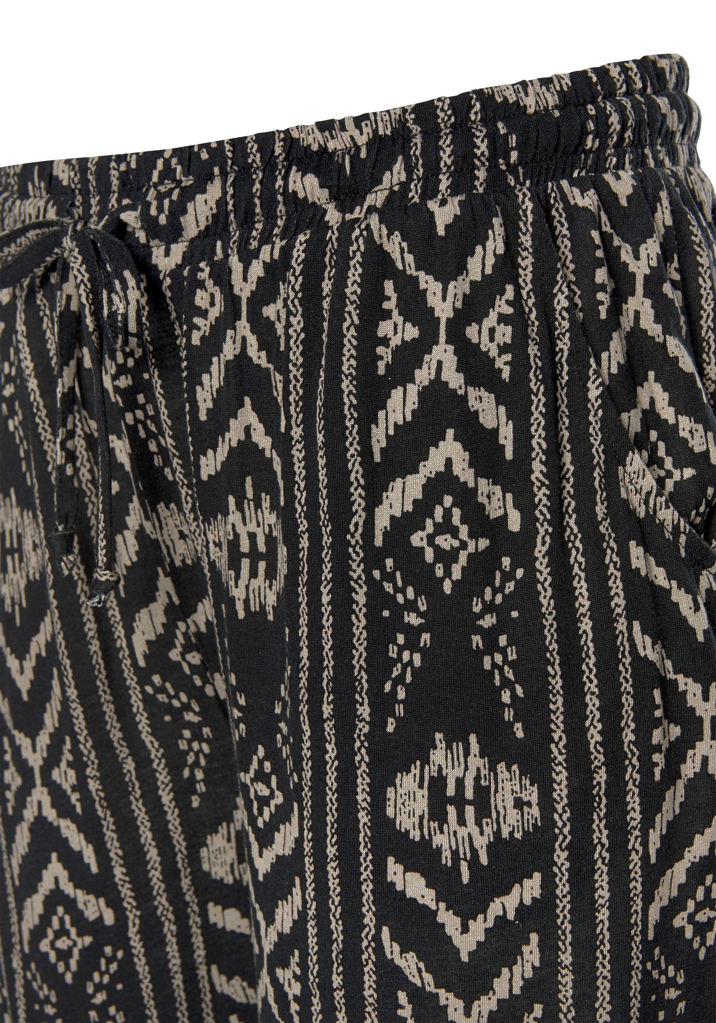 Lascana Jerseybroek met etnisch patroon en zakken, zomerbroek