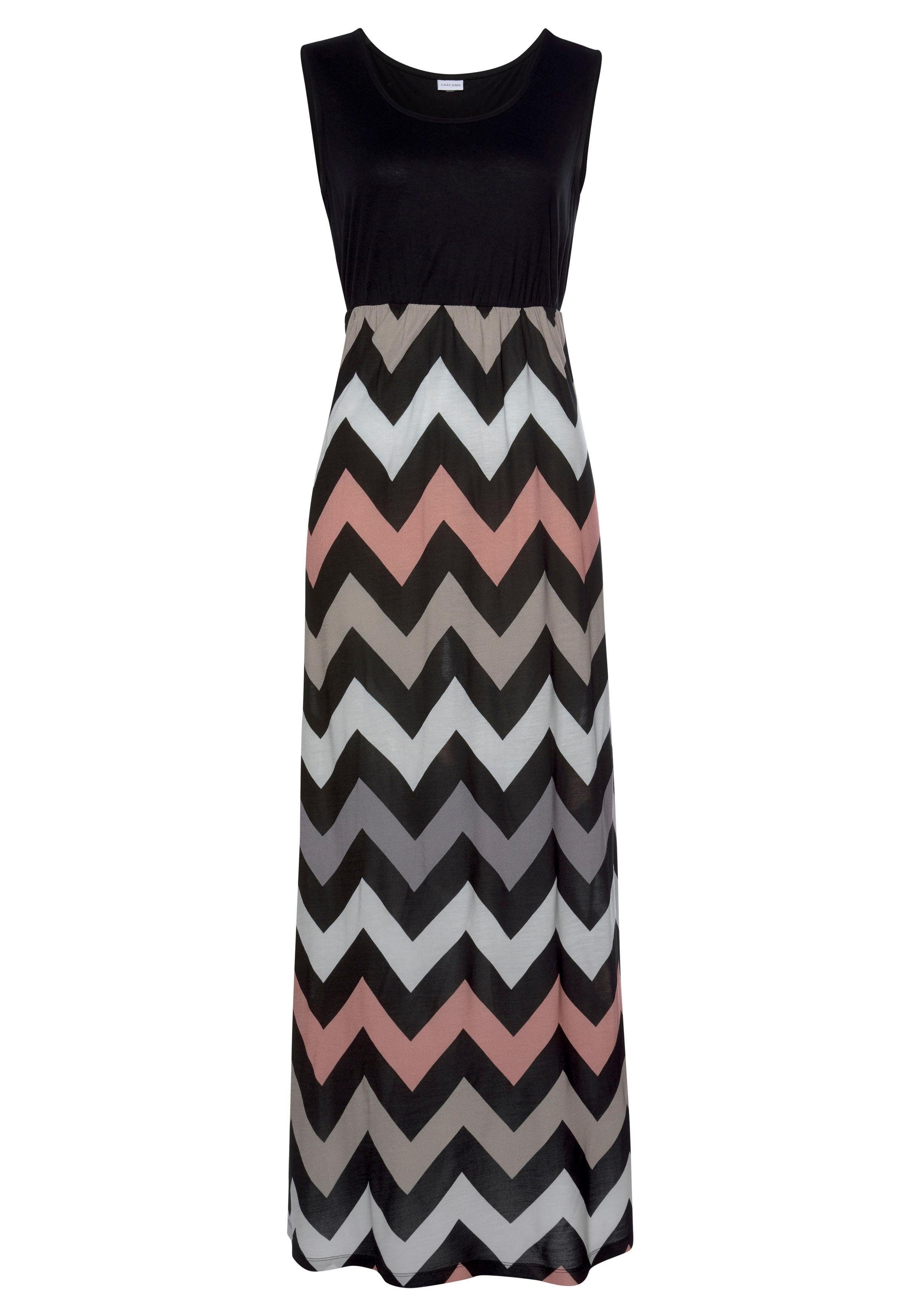 Lascana Maxi-jurk met zigzag motief, zomerjurk, strandjurk