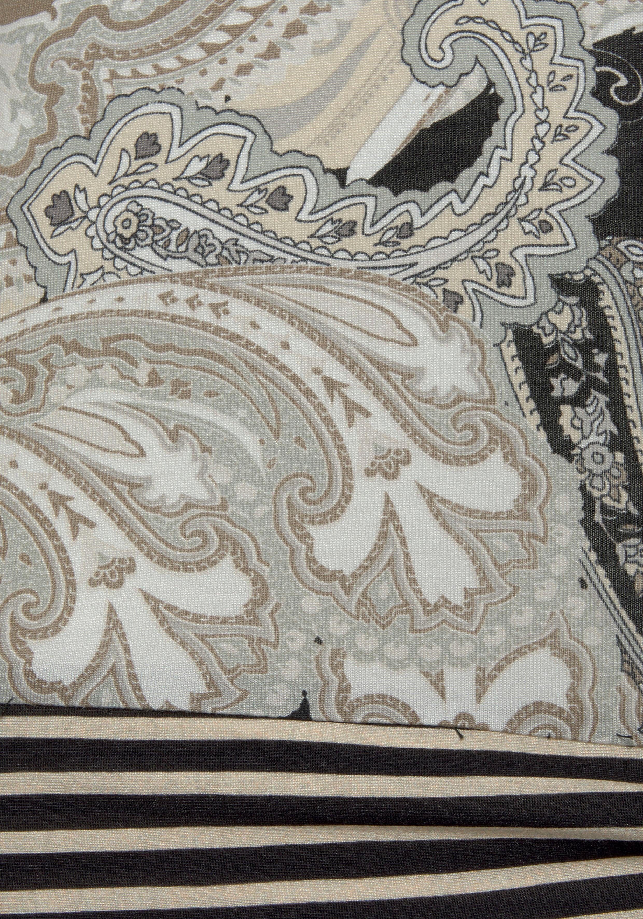 Lascana Shirt met korte mouwen met paisley print en strikdetail, v-hals, blouseshirt