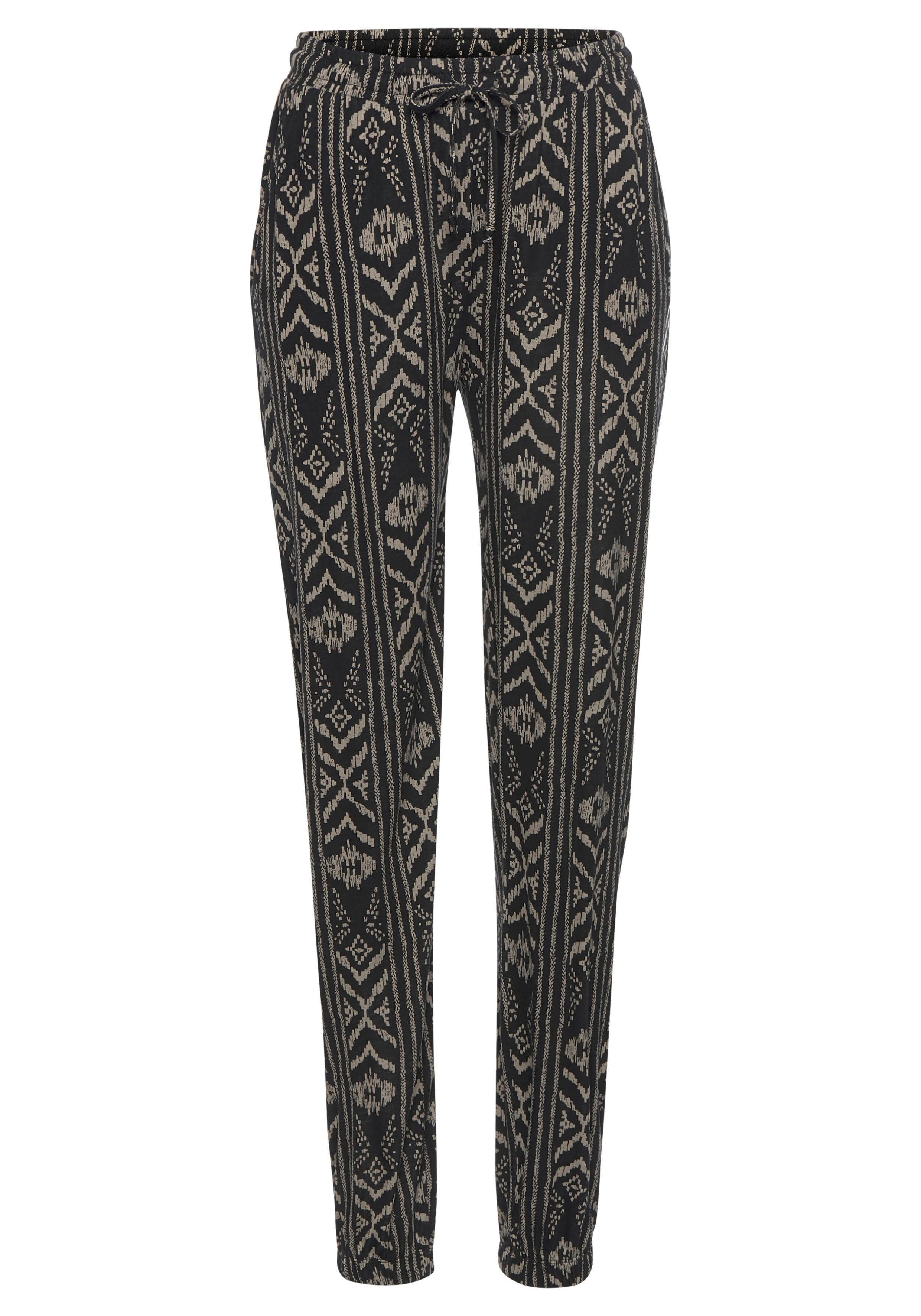 Lascana Jerseybroek met etnisch patroon en zakken, zomerbroek