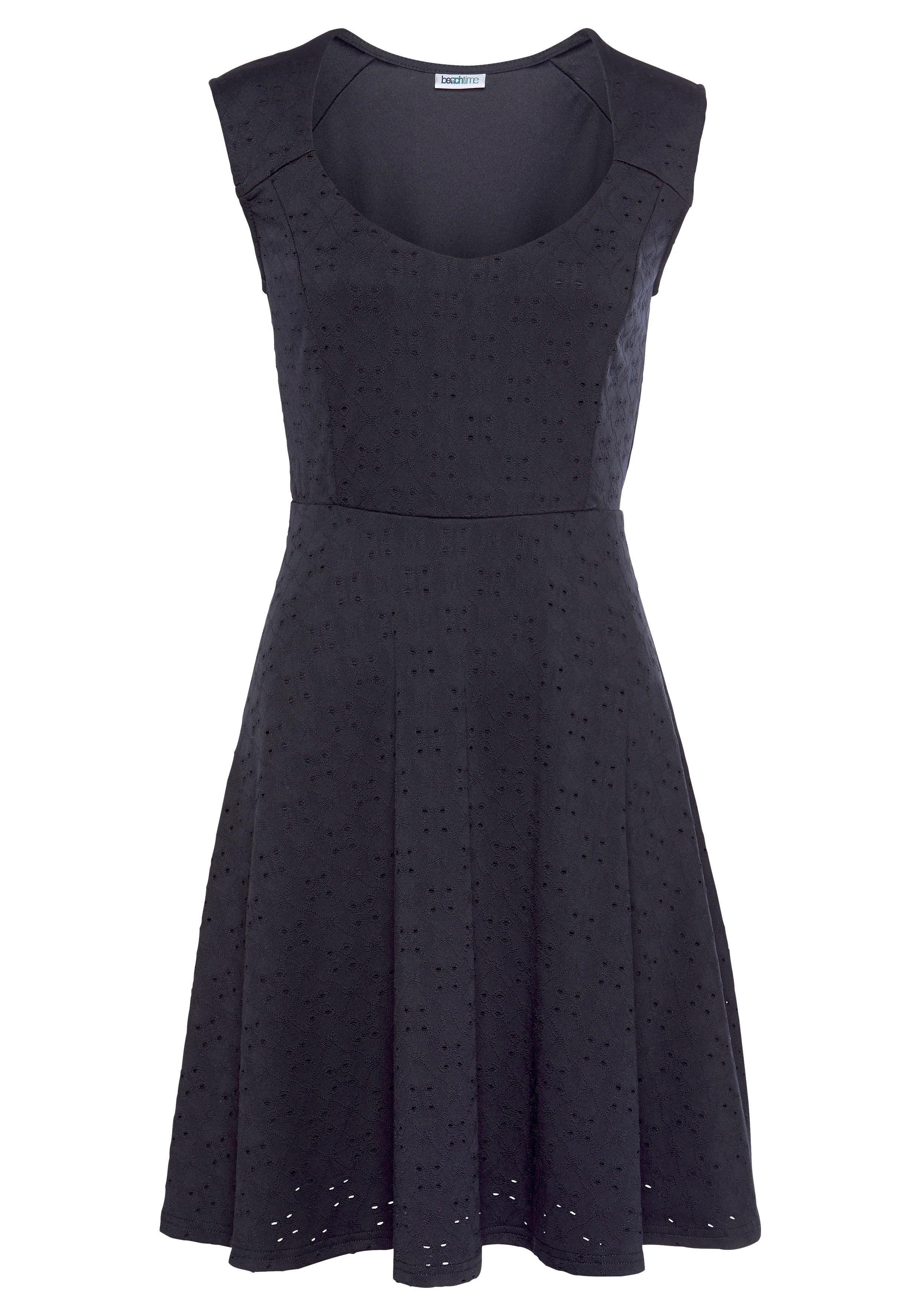 Beachtime Zomerjurk met geborduurde oogjes, elegante jersey jurk, strandjurk