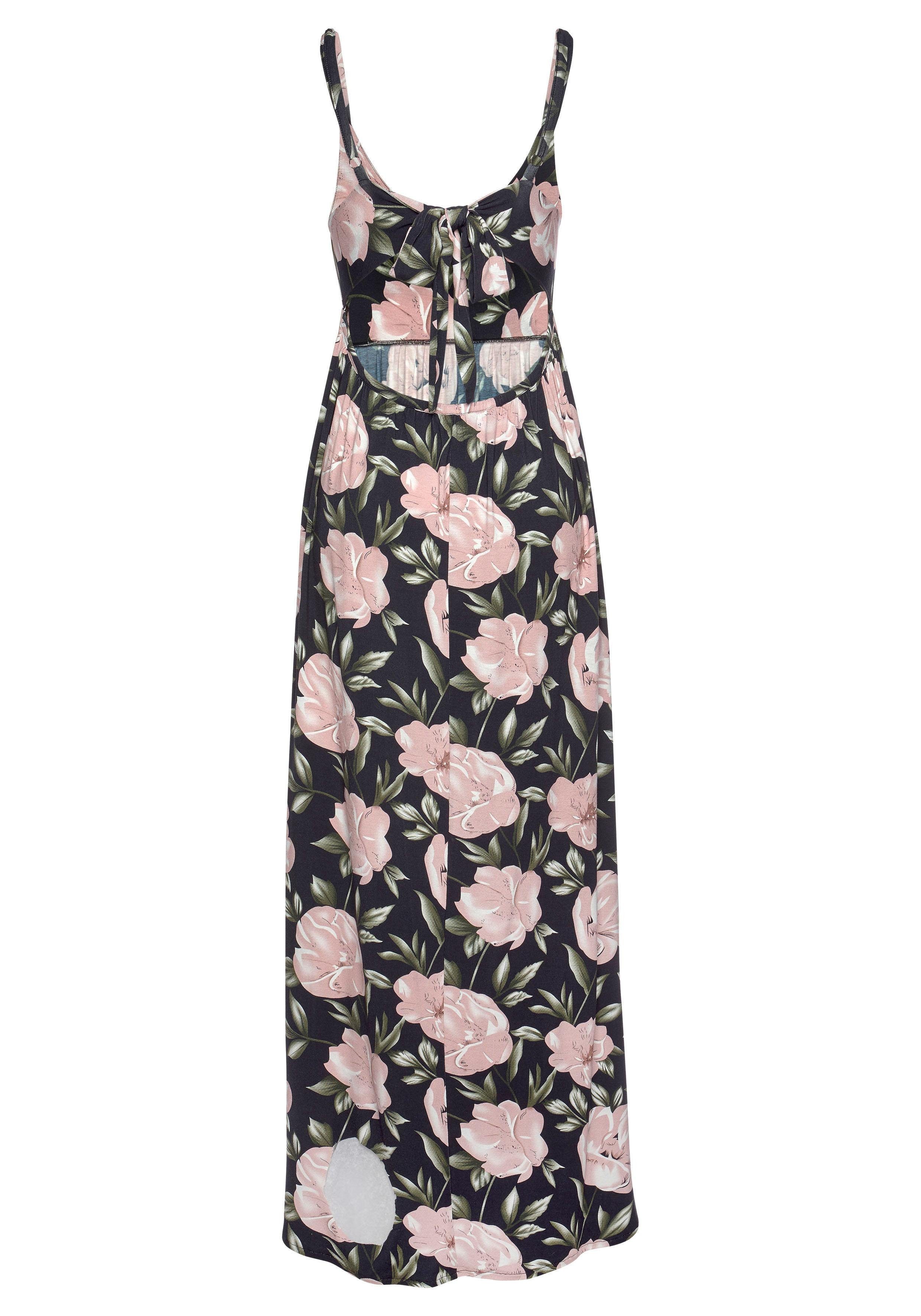 s.Oliver RED LABEL Beachwear Maxi-jurk met laag uitgesneden rug, zomerjurk met all-over print, strandjurk