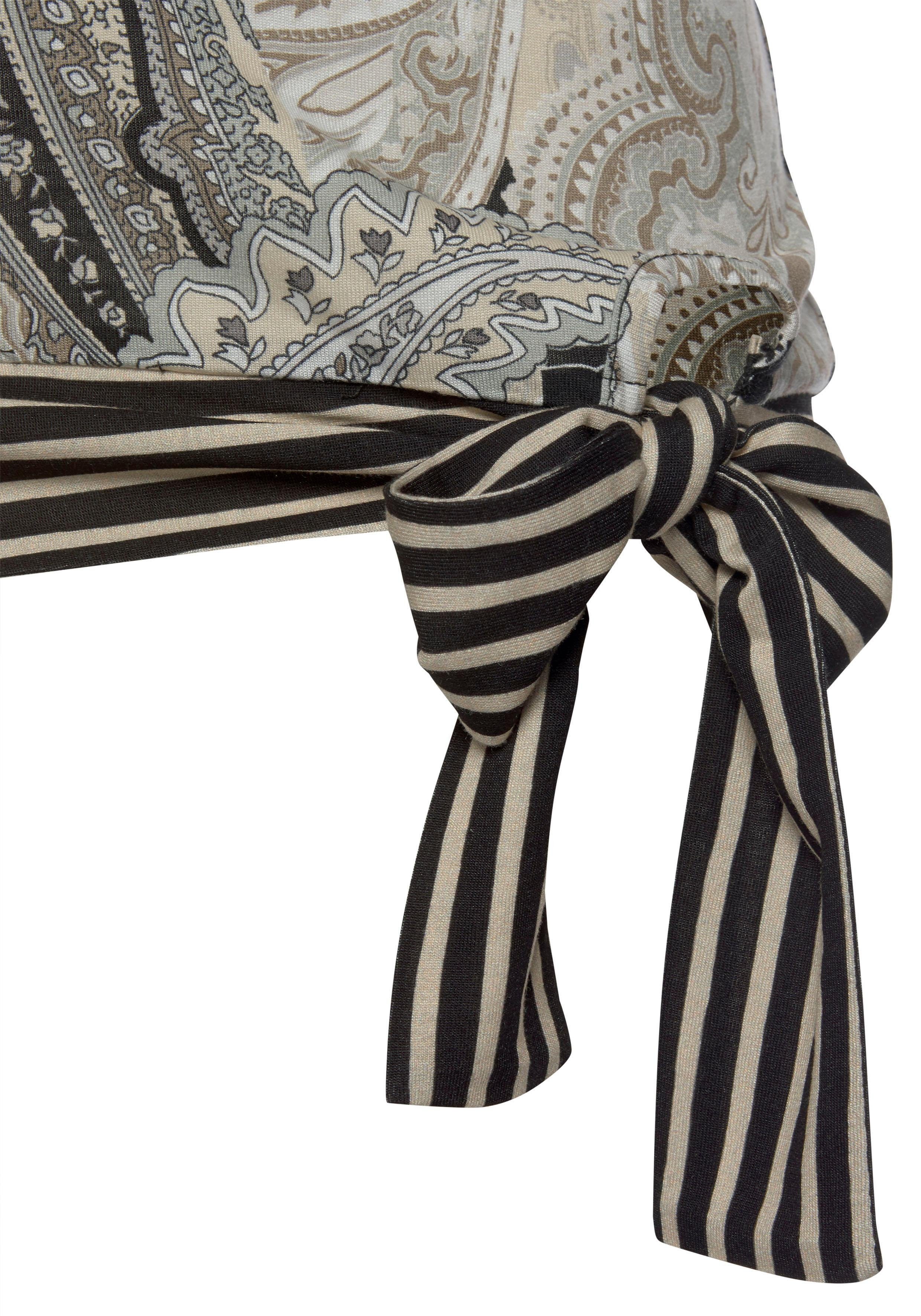 Lascana Shirt met korte mouwen met paisley print en strikdetail, v-hals, blouseshirt