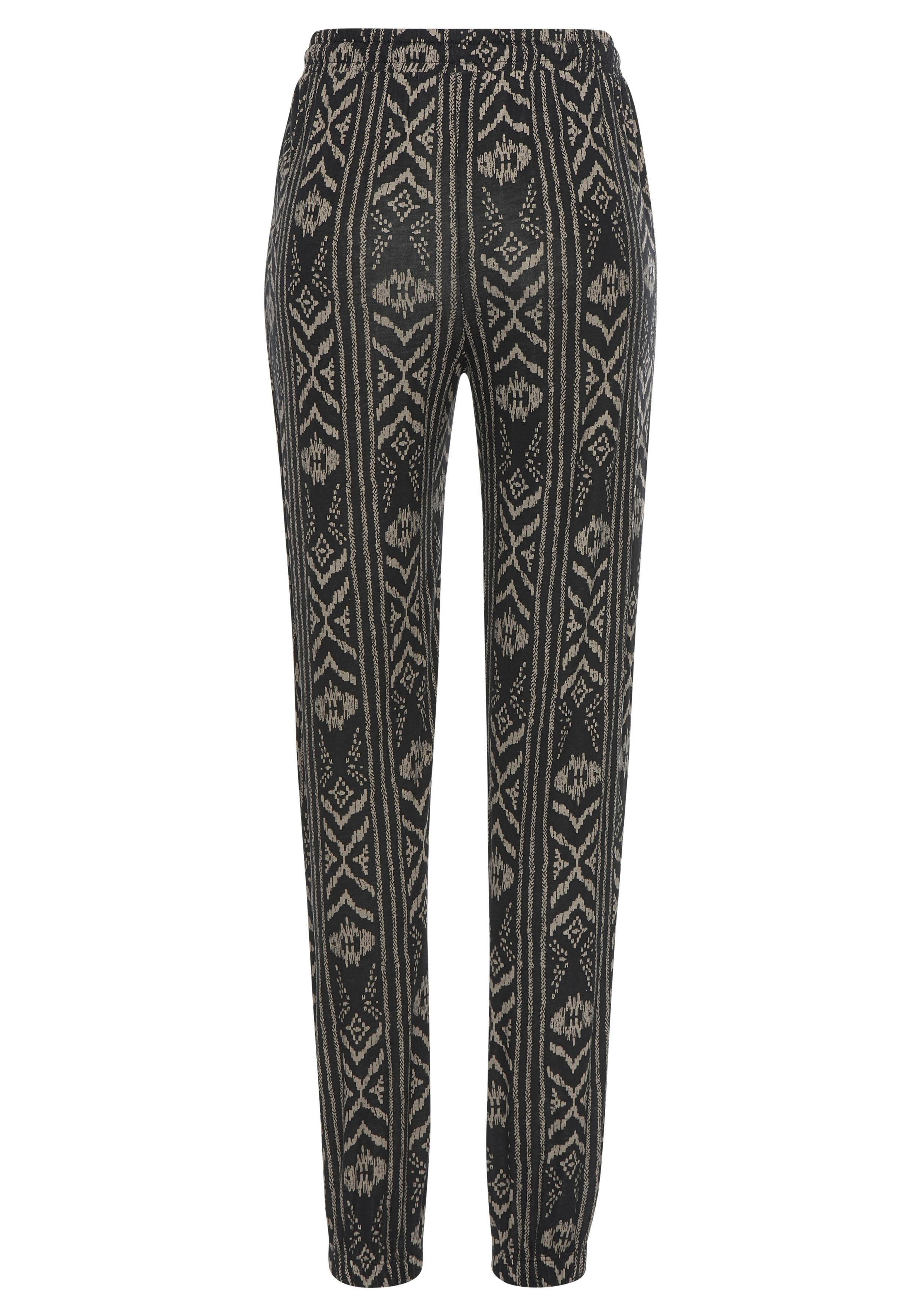 Lascana Jerseybroek met etnisch patroon en zakken, zomerbroek