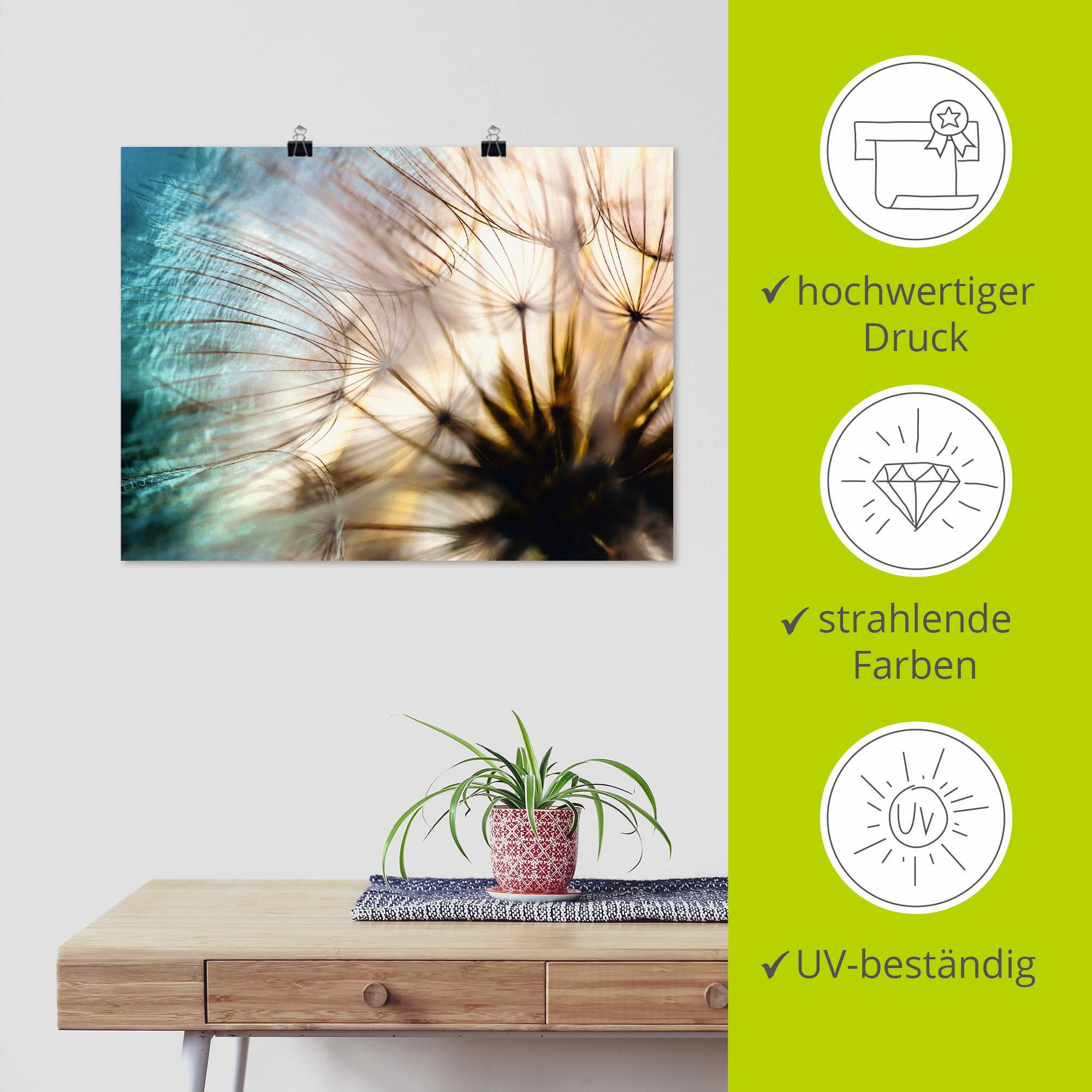 Artland Artprint Pluizenbol macro abstract als artprint van aluminium, artprint voor buiten, artprint op linnen, poster, muursticker