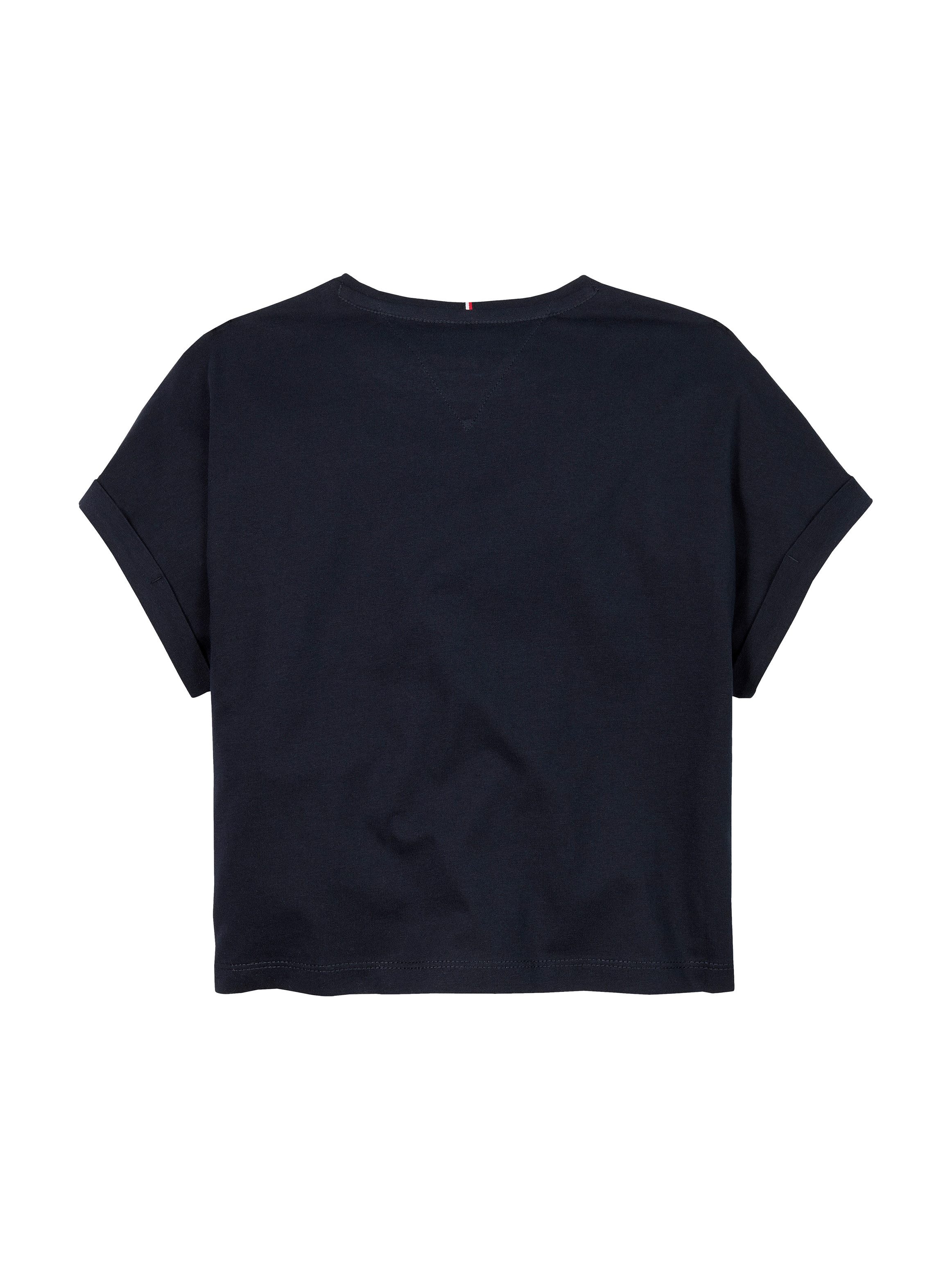 Tommy Hilfiger Shirt met korte mouwen HILFIGER SEQUINS FLAG TEE SS met pailletten, met logo-print