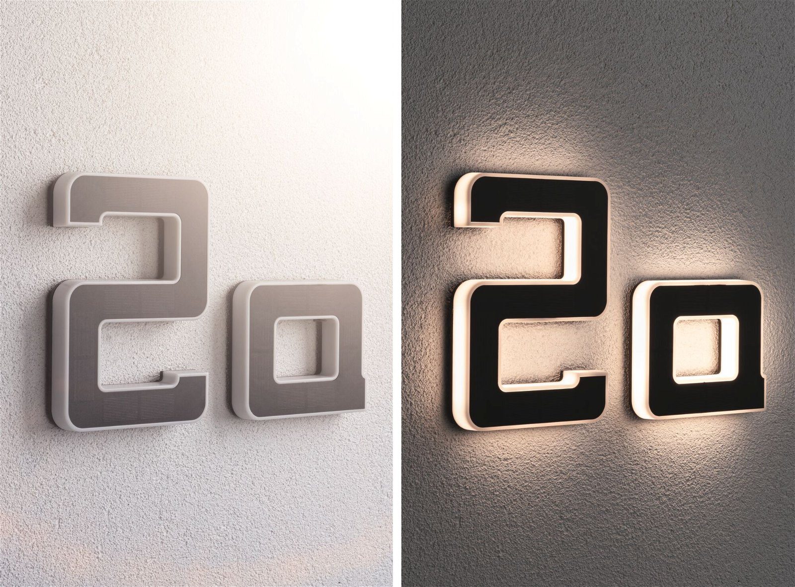 Paulmann Led-wandlamp voor buiten Solar Huisnummer LED-module, huisnummers, letters kiesbaar, accu verwisselbaar (1 stuk)