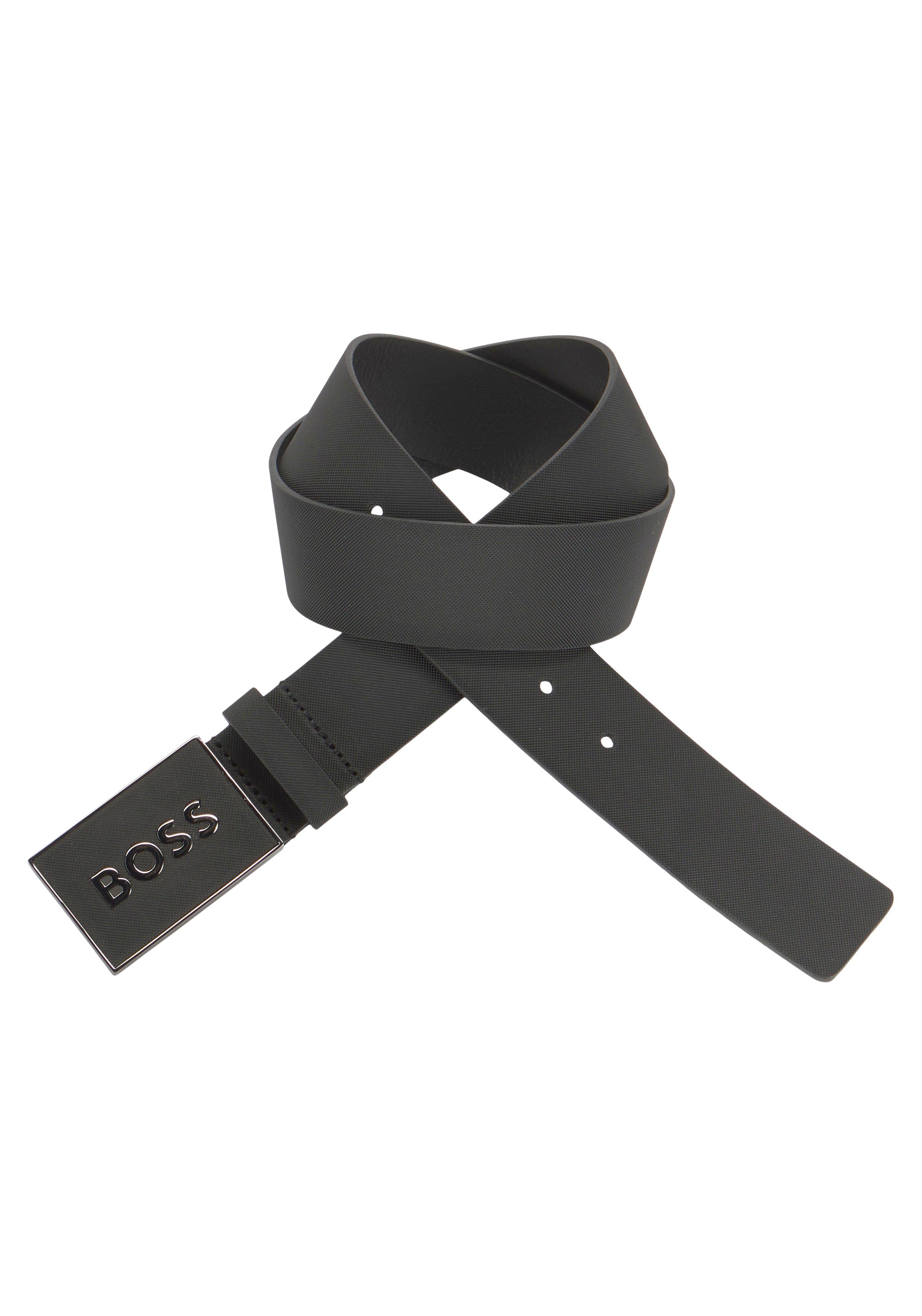 Boss Leren riem Boss Icon-S1 Sz40 met groot boss schrift op de gesp