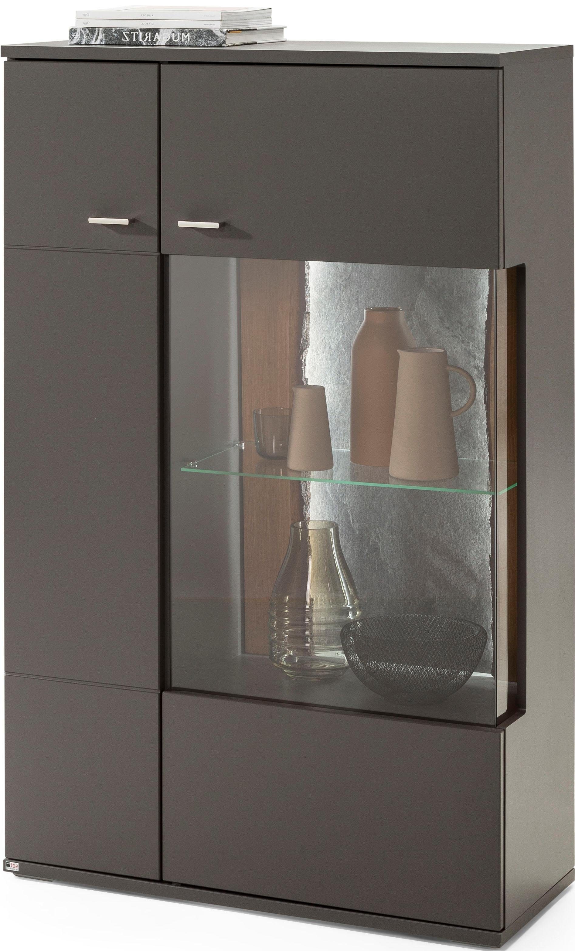 set one by Musterring Vitrinekast Tacoma Type 03/04, hoogte 143,4 cm, met getinte glasdeur