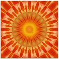 artland print op glas mandala zonsondergang (1 stuk) oranje