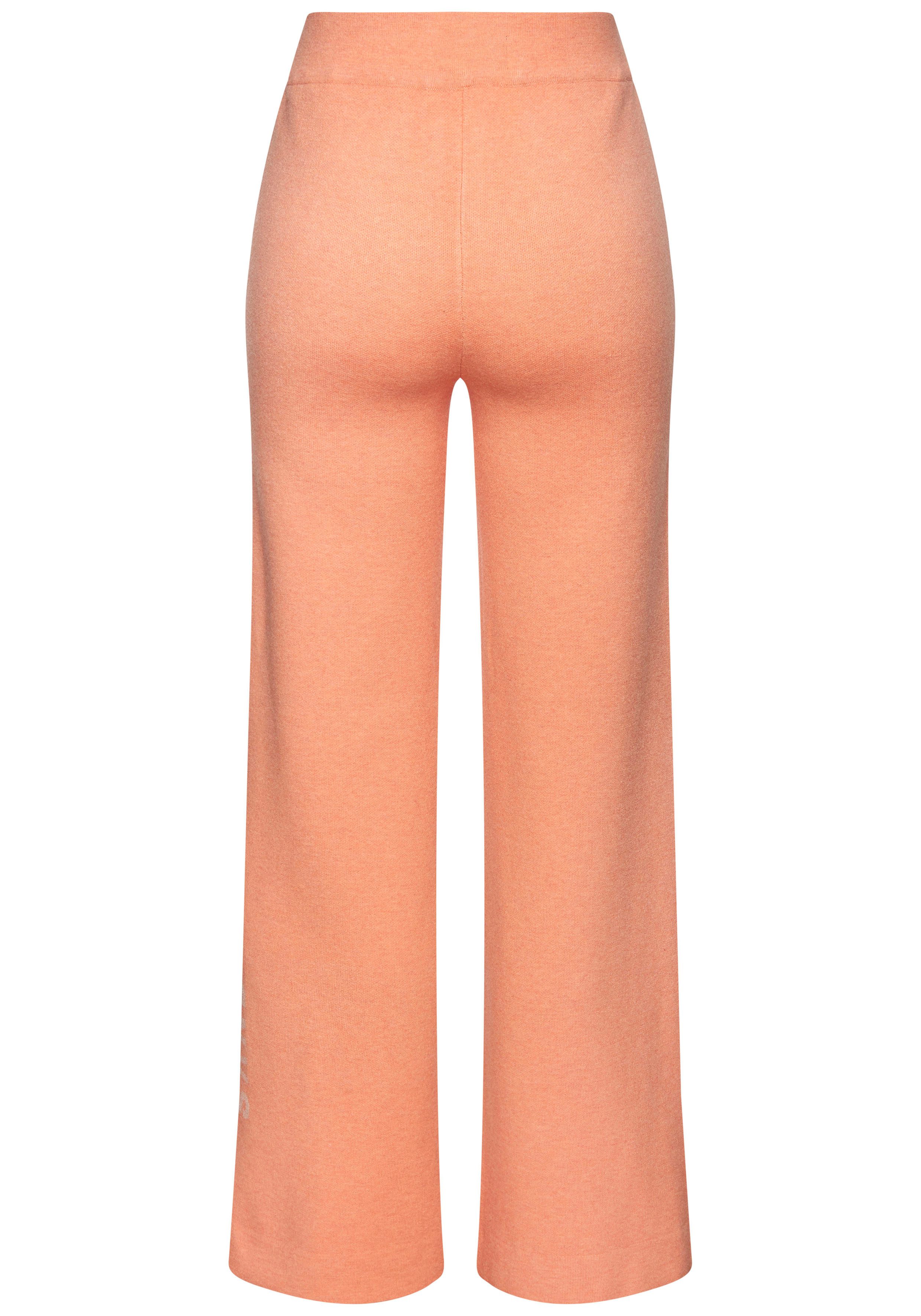 Elbsand Tricotbroek met wijde pijpen en geborduurd logo, loungewear