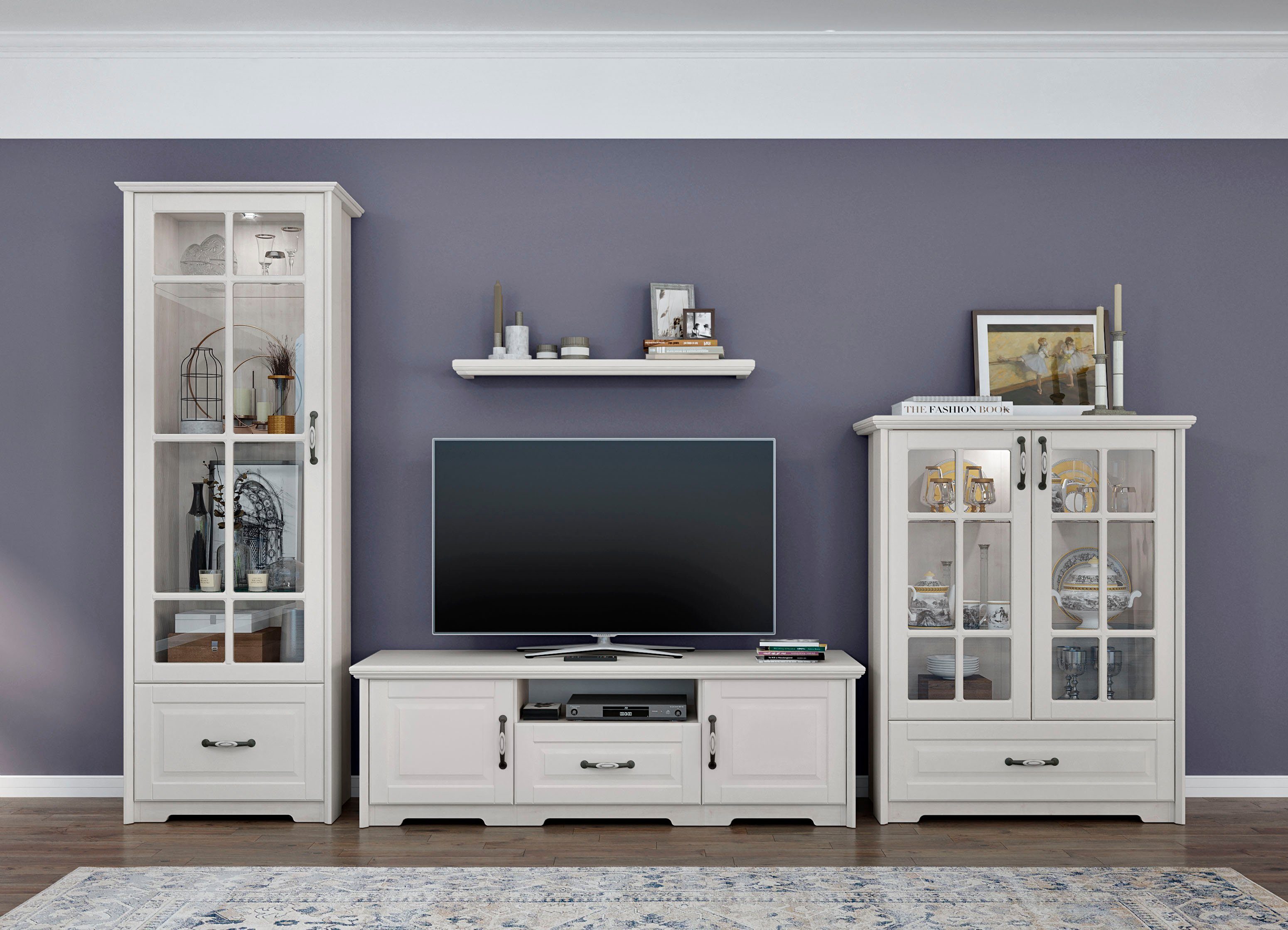 Home affaire Vitrinekast Evergreen UV gelakt, deur met veiligheidsglas 4 mm, met soft-closefunctie