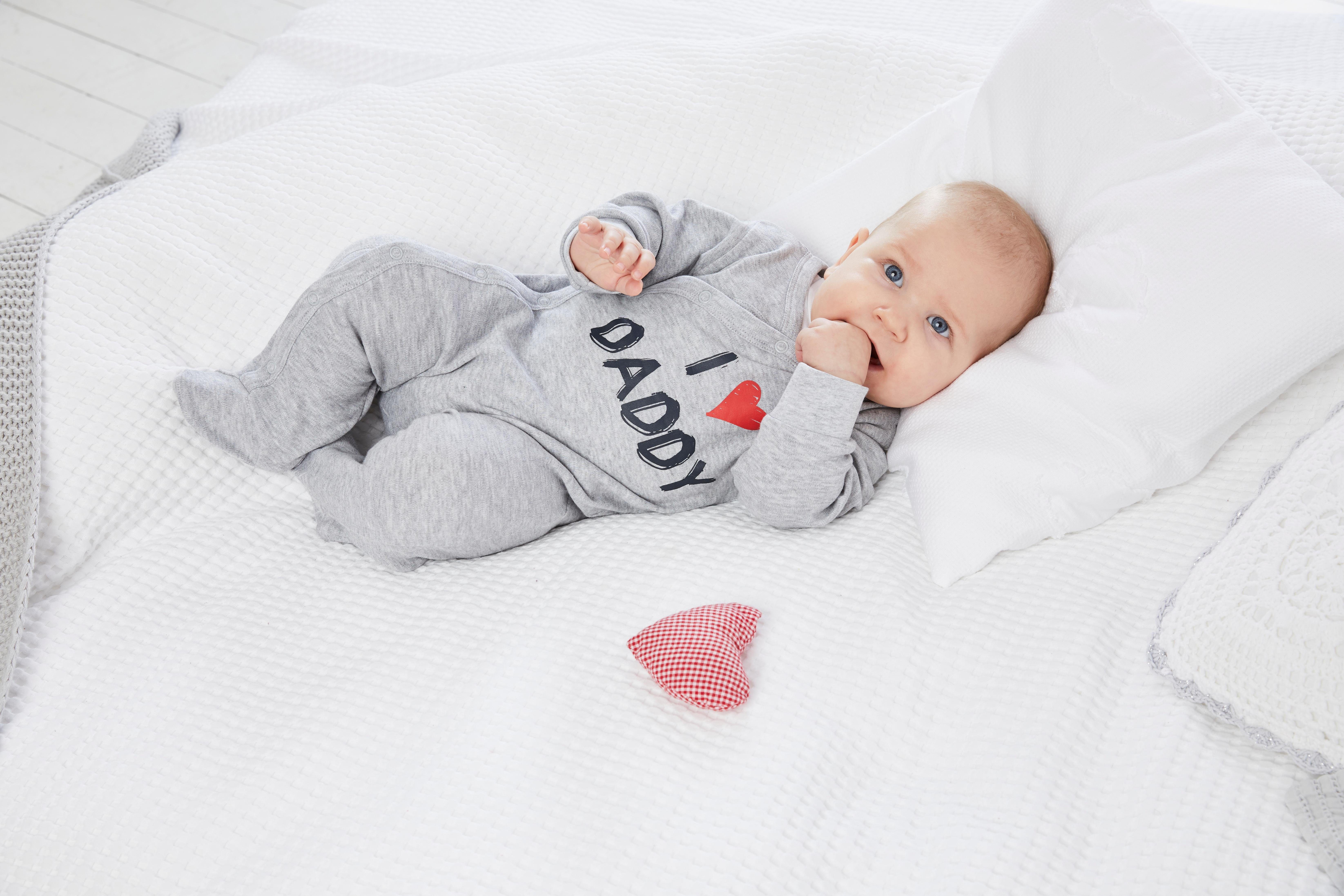 Klitzeklein Slaaponesie I love Mummy / I love Daddy van bio-katoen, babyjumpsuits (2-delig, Set van 2)