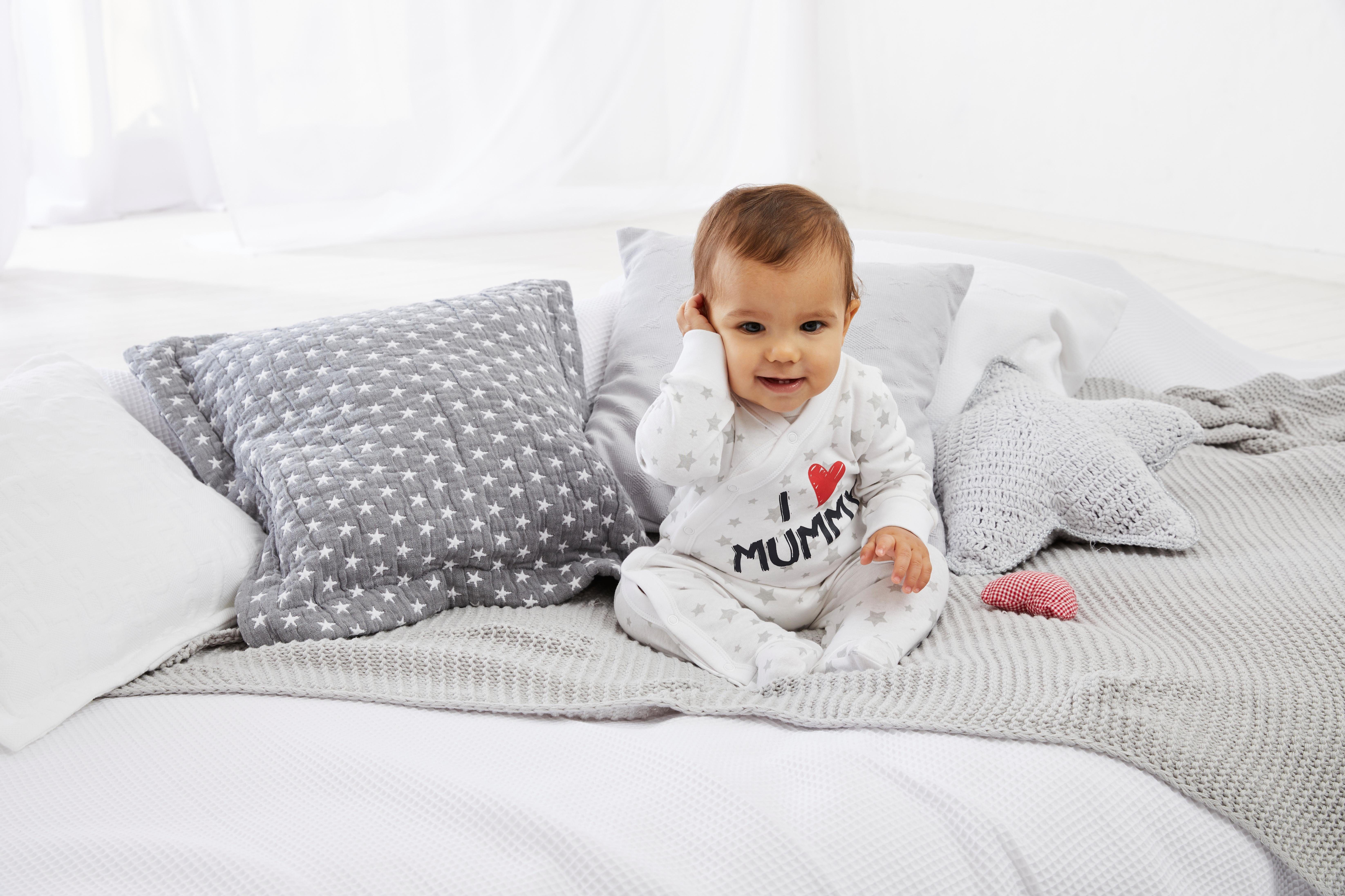 Klitzeklein Slaaponesie I love Mummy / I love Daddy van bio-katoen, babyjumpsuits (2-delig, Set van 2)