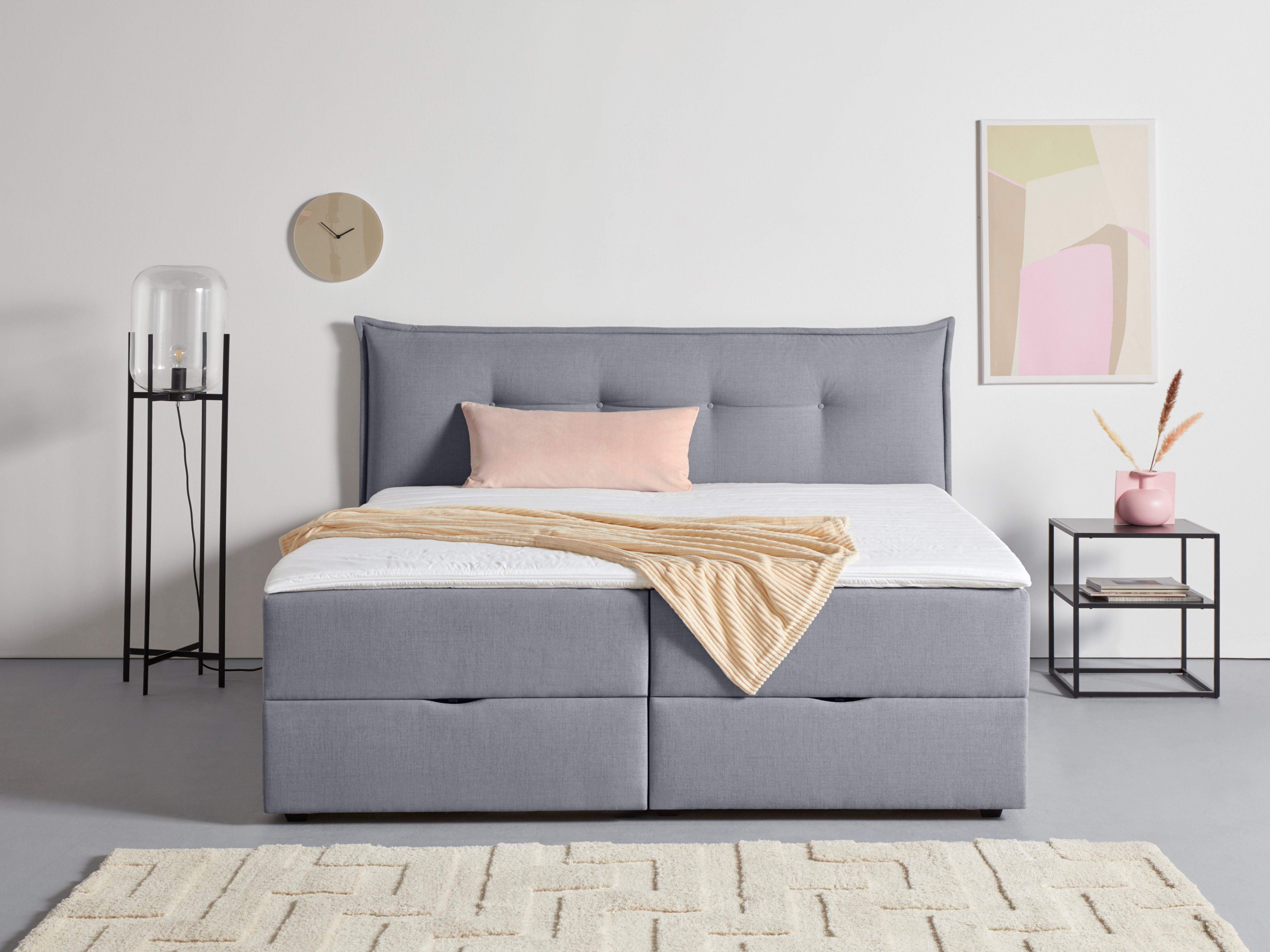 andas Boxspring Lichtgewicht inclusief bedkist & topmatras, in 4 breedten en 2 hardheden boxsprings grijs