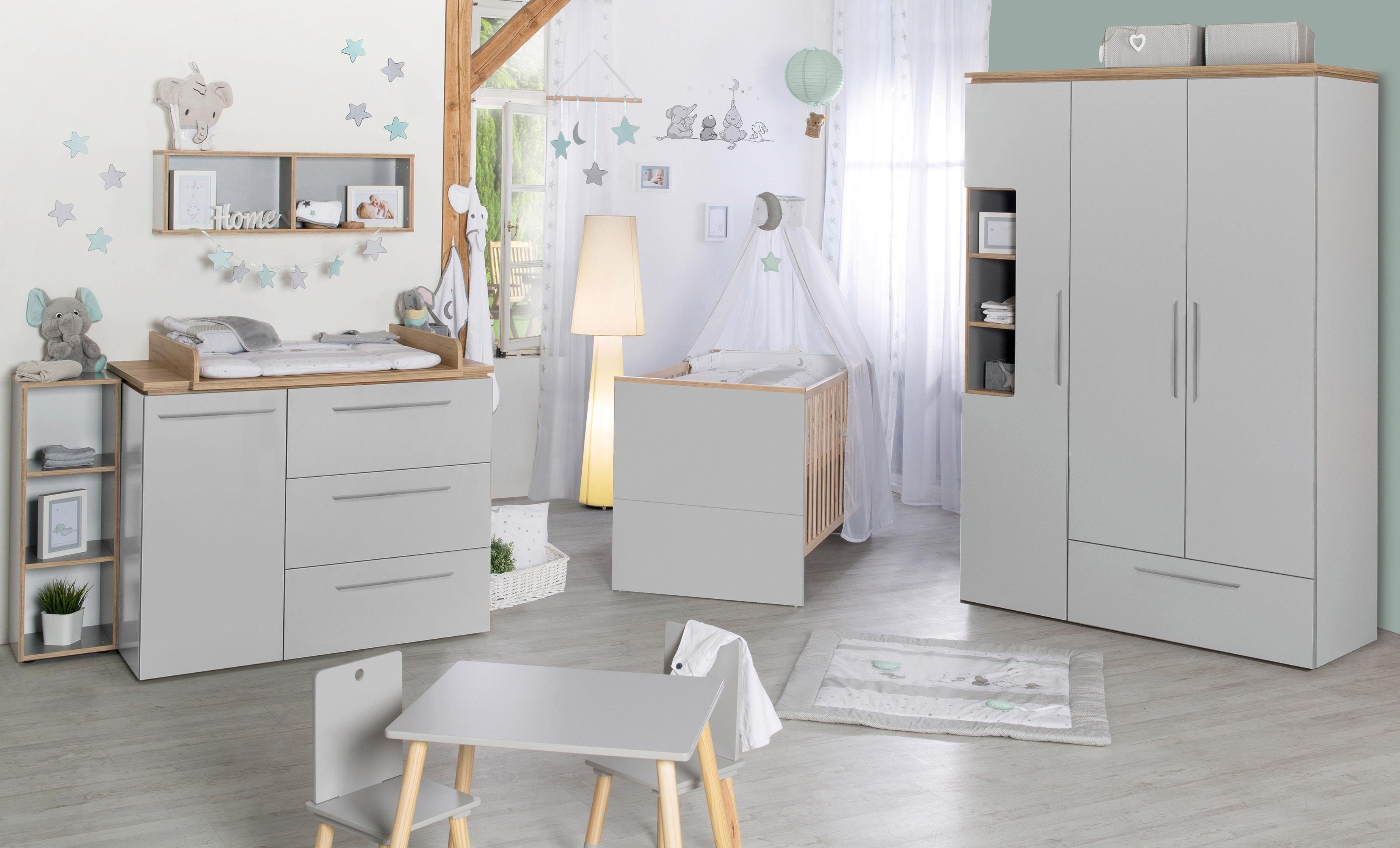 Roba® Complete babykamerset Tobi met kinderbed, kast en commode (set, 3 stuks)